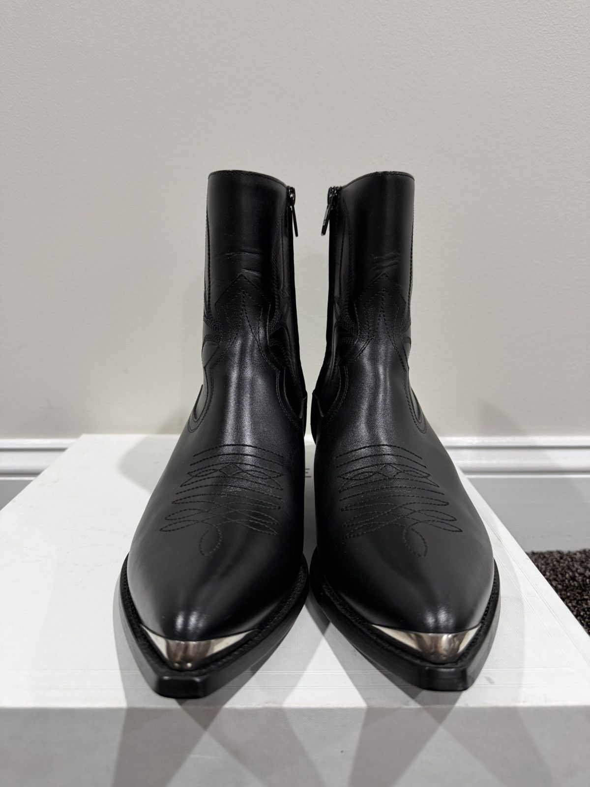 Celine Celine x Hedi SS24 Leon Zipped Calfskin Metal Toe Boot Size US 11 / EU 44 - 5 Thumbnail