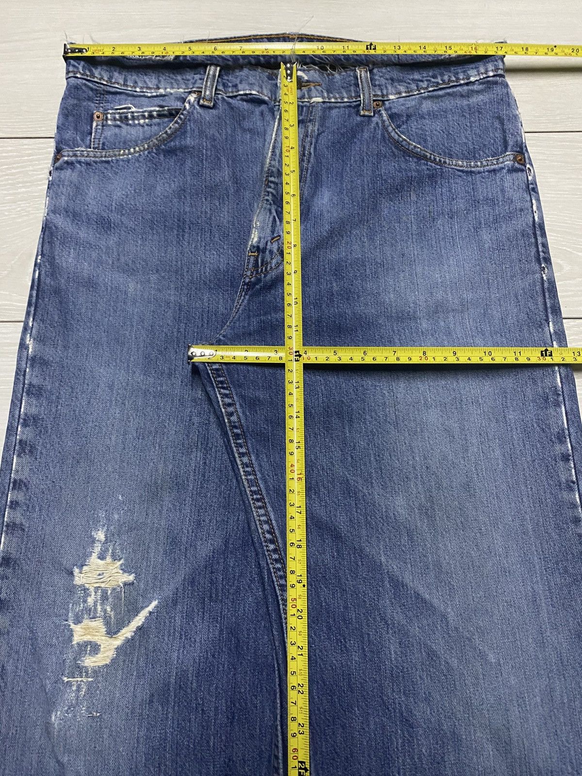 Levi's Vintage Levis 607 Orange Tab Distressed Loose Jeans Size US 34 / EU 50 - 15 Thumbnail