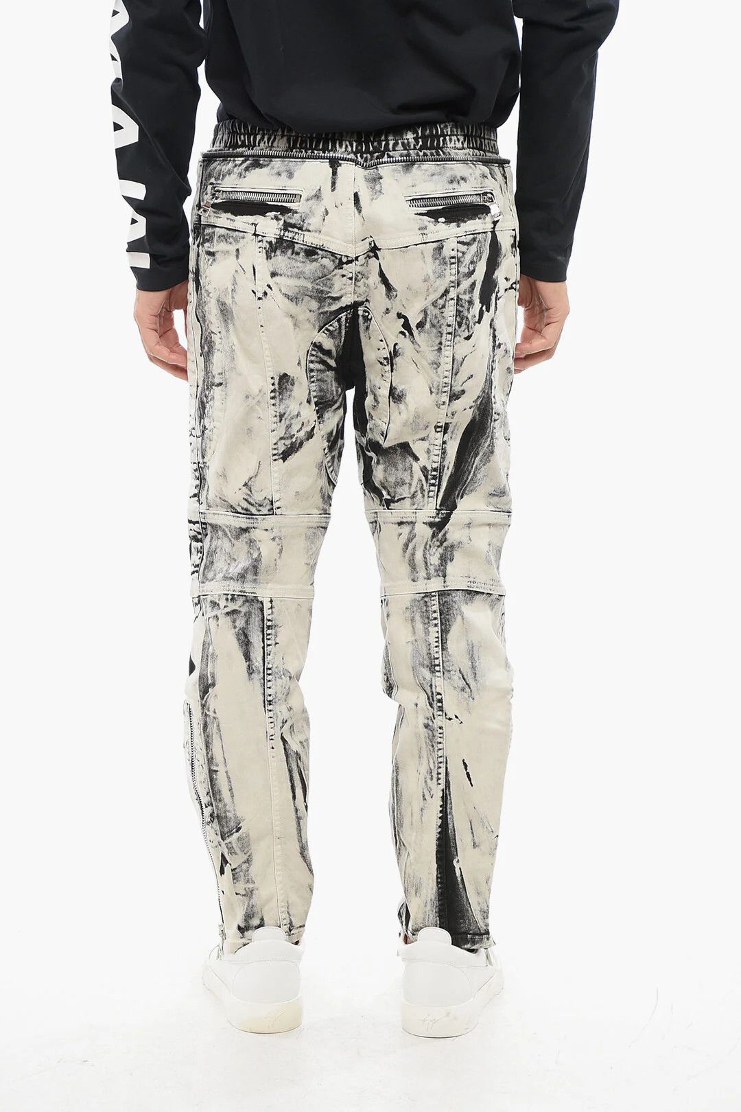 Balmain og1mm0326 Acid-Wash Biker Jeans in White Size US 30 / EU 46 - 2 Thumbnail