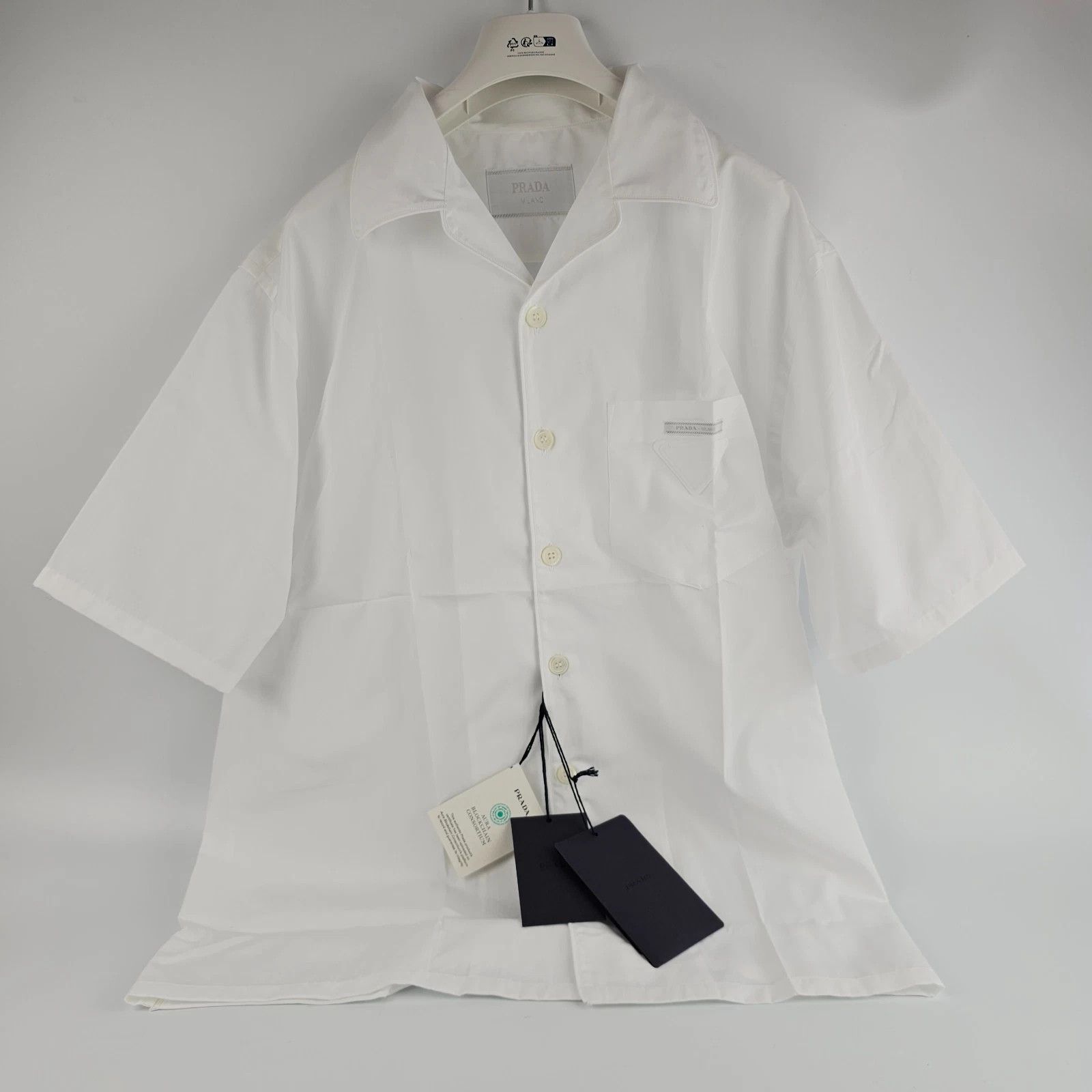 PRADA White Cotton Short Sleeve Shirt New And Authentic