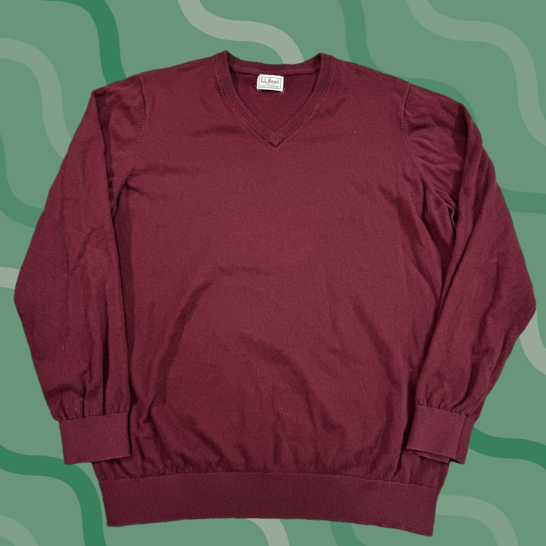 Vintage VINTAGE LL Bean Sweater Mens Large Burgundy V-Neck Cotton Cashmere Pullover Lightweight Size US L / EU 52-54 / 3 - 1 Thumbnail