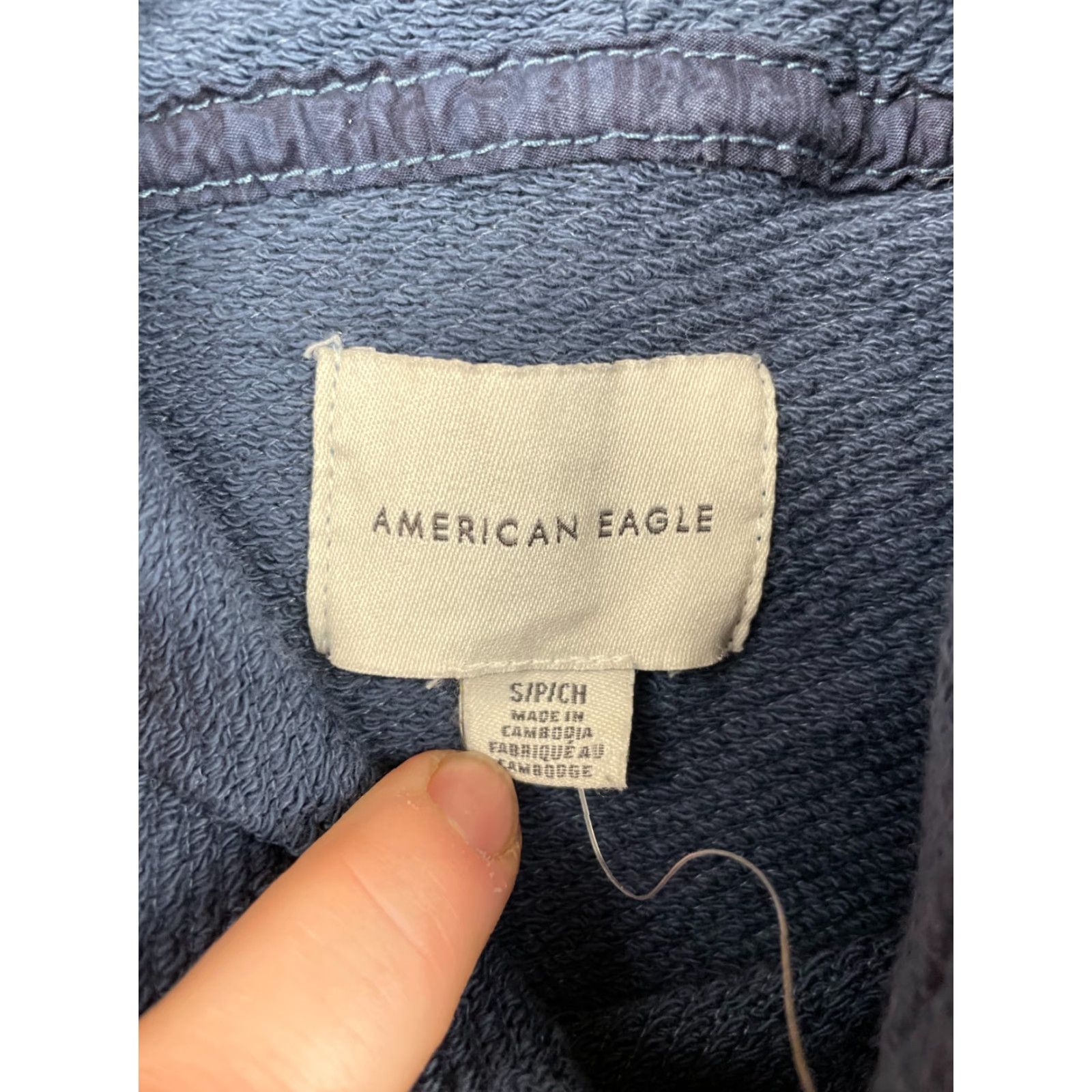 American Eagle Outfitters VINTAGE? No — American Eagle Hoodie Women S Blue Cropped Long Sleeve Pullover Terry Sweatshirt Size S / US 4 / IT 40 - 4 Thumbnail