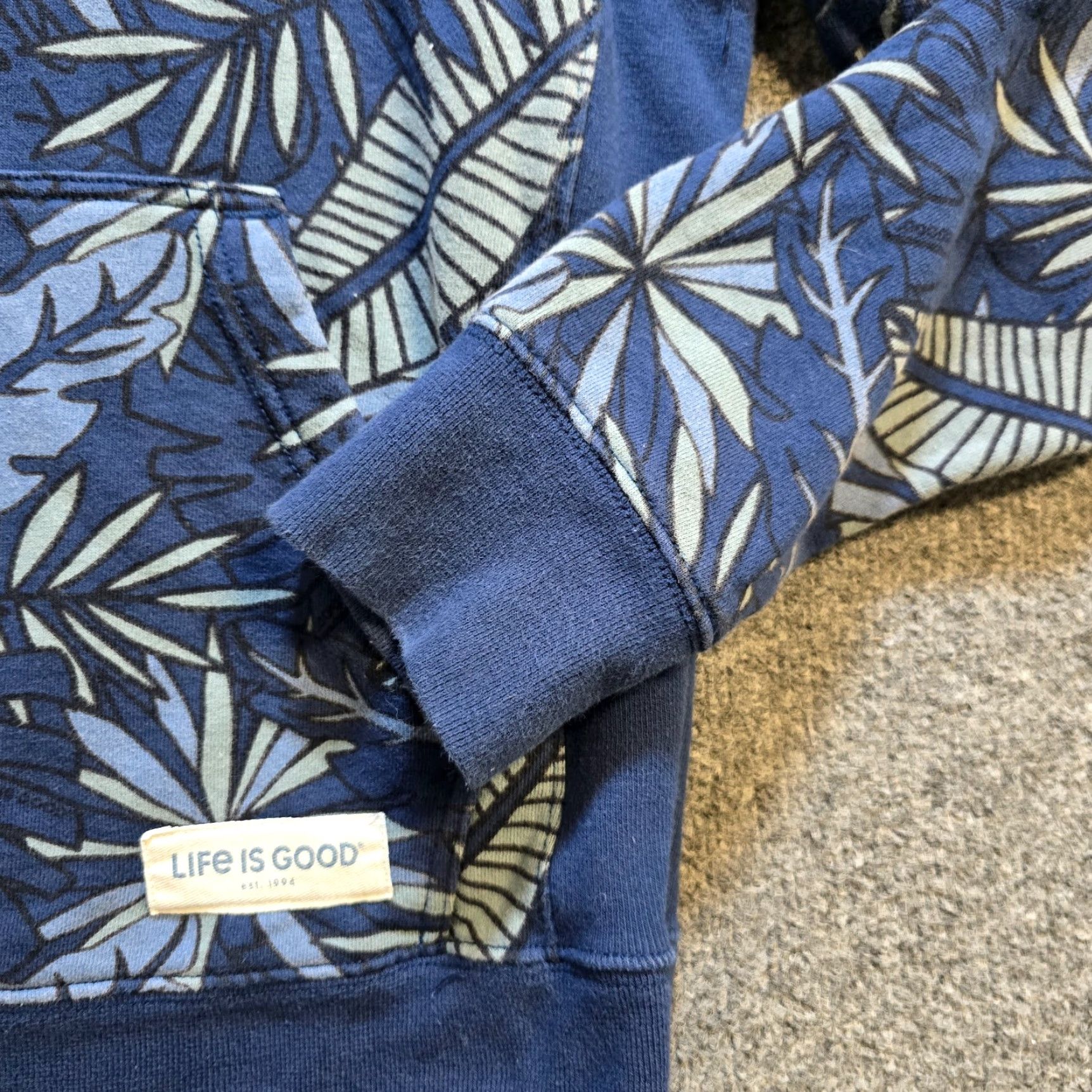 Life is Good Life Is Good Hoodie Womens XS Blue Floral Tropical Pockets Casual Sweater Size XS / US 0-2 / IT 36-38 - 3 Thumbnail