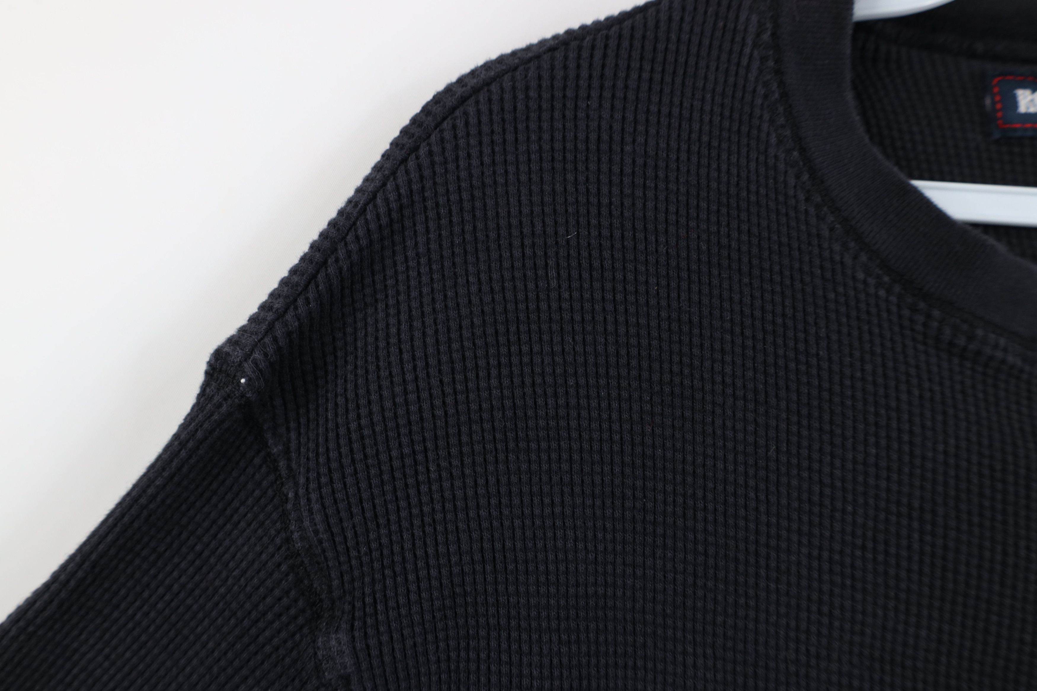 Vintage Vintage 90s Y2K Waffle Knit Long Sleeve T-Shirt Black Size US L / EU 52-54 / 3 - 5 Thumbnail
