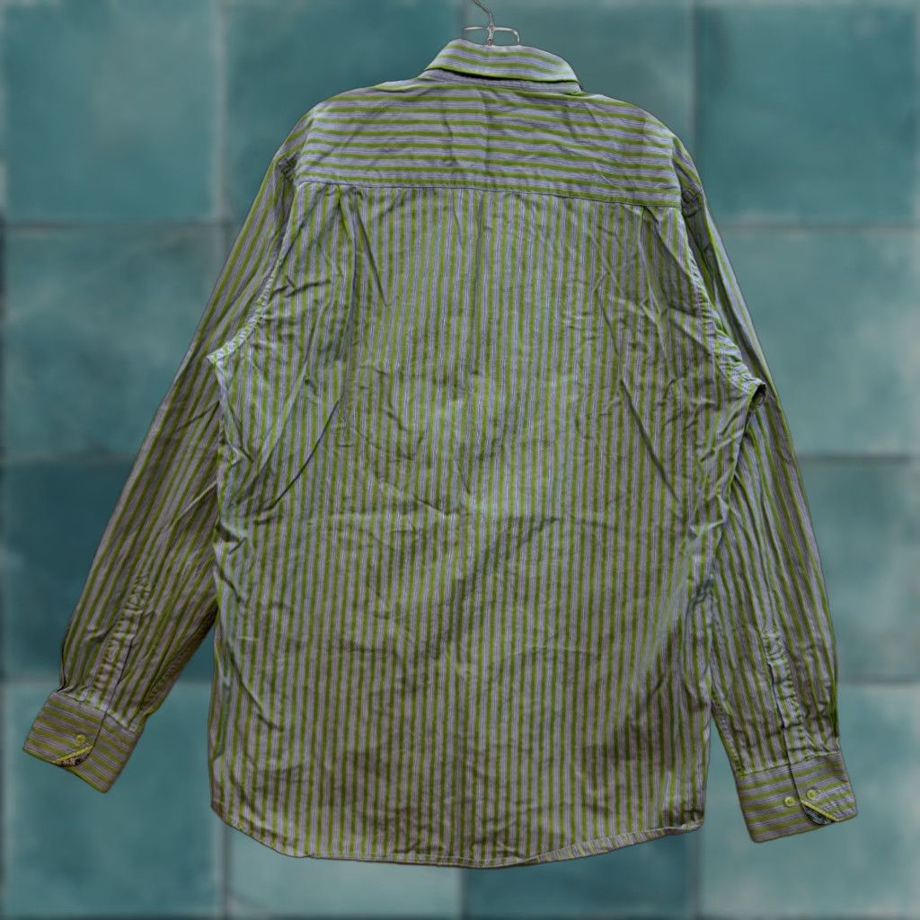 Luchiano Visconti VINTAGE Visconti Black Button Down Shirt XL Mens Blue Green Vertical Stripe Collared Button-Up Long Sleeve Mens XL Blue Striped Shirt Size US XL / EU 56 / 4 - 1 Thumbnail