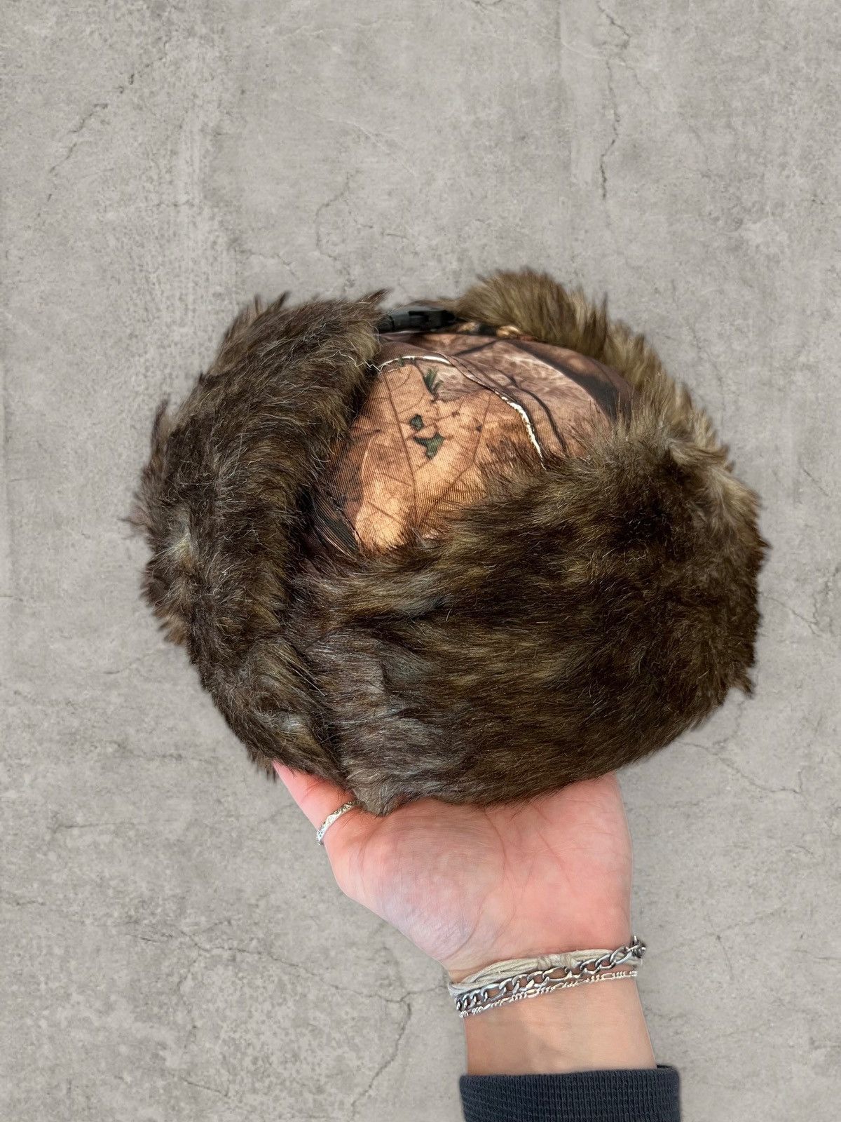 Other Russian Ushanka fluffy winter hat in brown camo. One size Size ONE SIZE - 5 Thumbnail