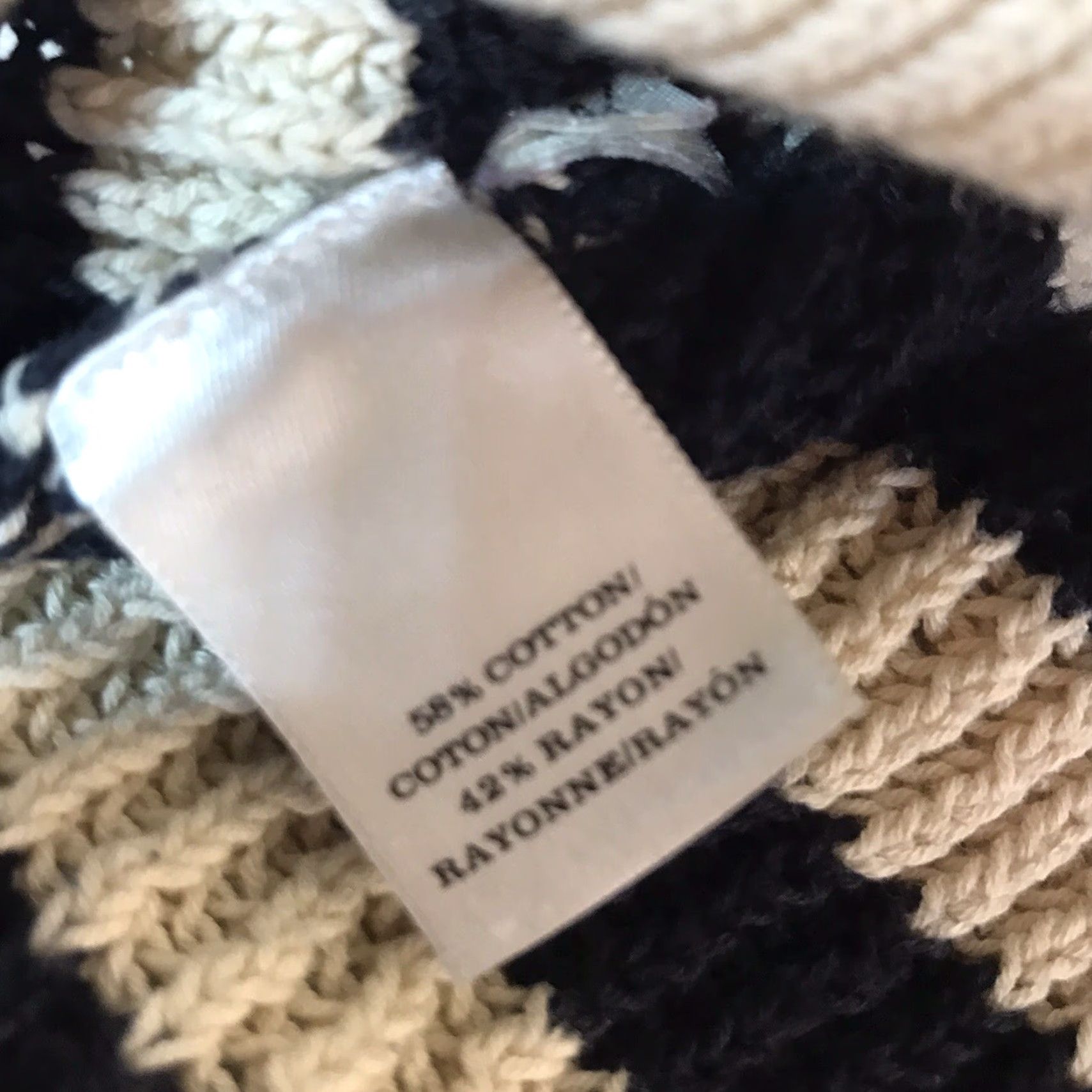Ann Taylor Ann Taylor Striped Open Knit Sweater Womens Size L Beige/Black 3/4 Sleeve Lightweight Casual Workwear Size L / US 10 / IT 46 - 2 Thumbnail