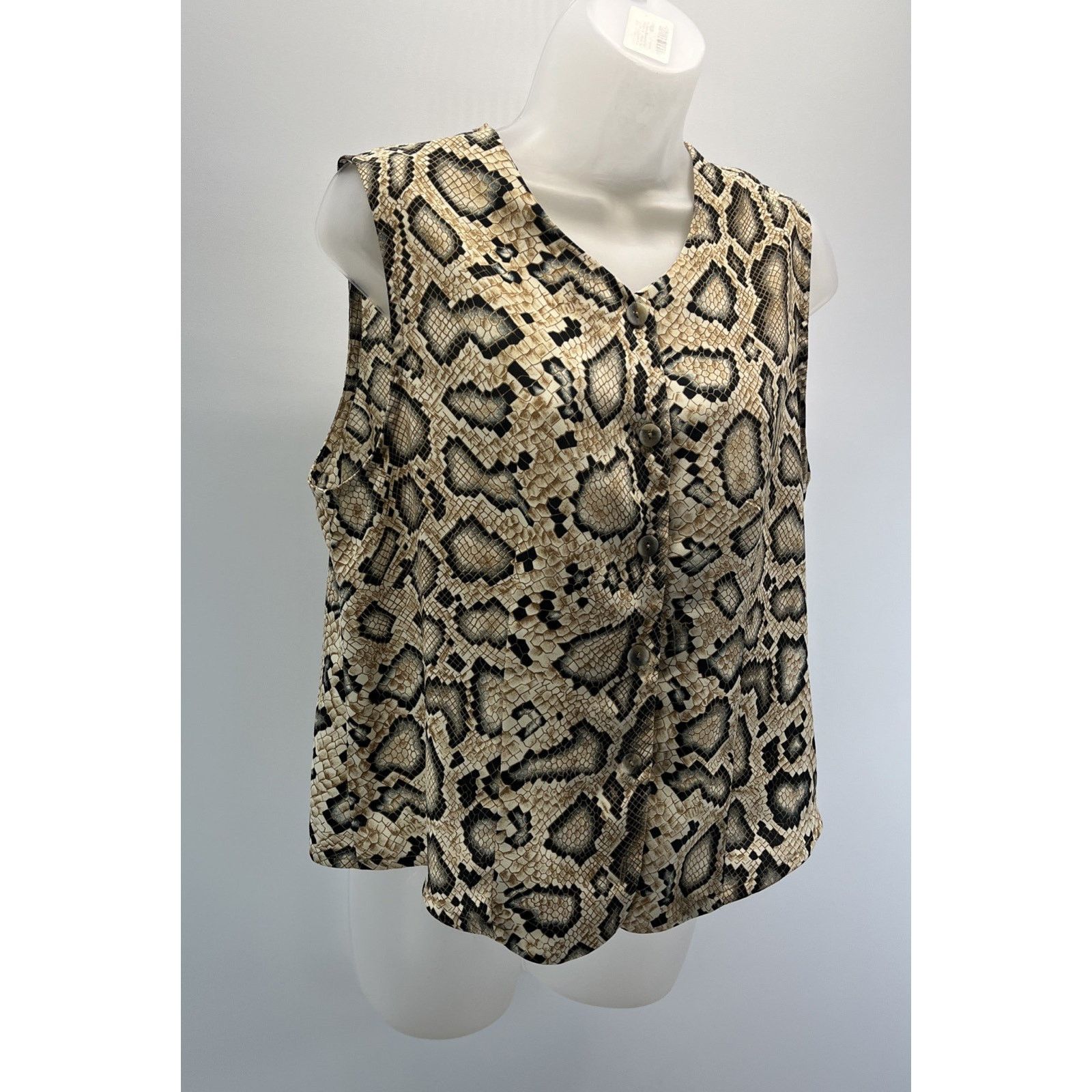 Other Vtg Bora Bora Top Woman M Leopard Print Sleeveless Button Up Size M / US 6-8 / IT 42-44 - 2 Thumbnail