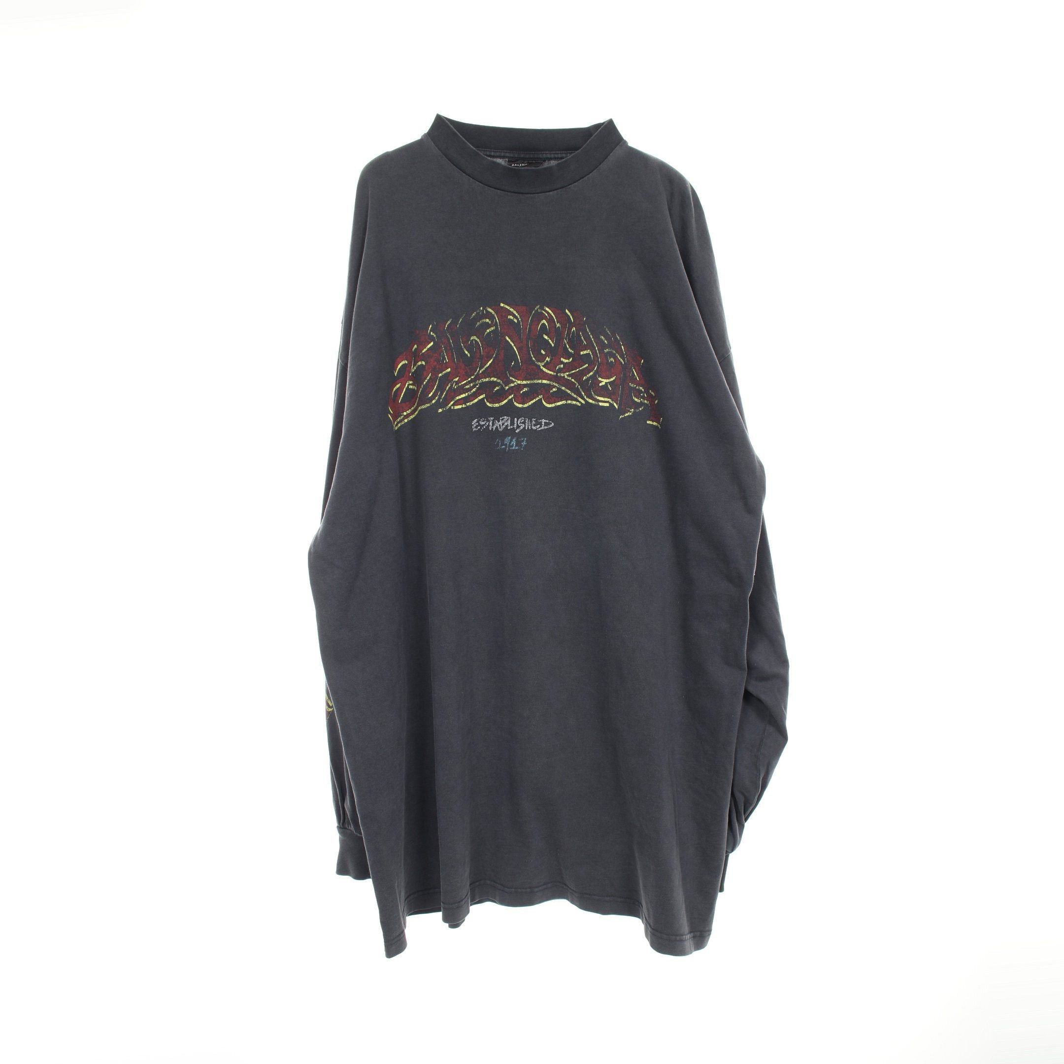 Balenciaga Balenciaga Offshore Oversize T-Shirt Cut And Sew Long Sleeve Cotton Dark Gray Processing Size ONE SIZE - 1 Thumbnail