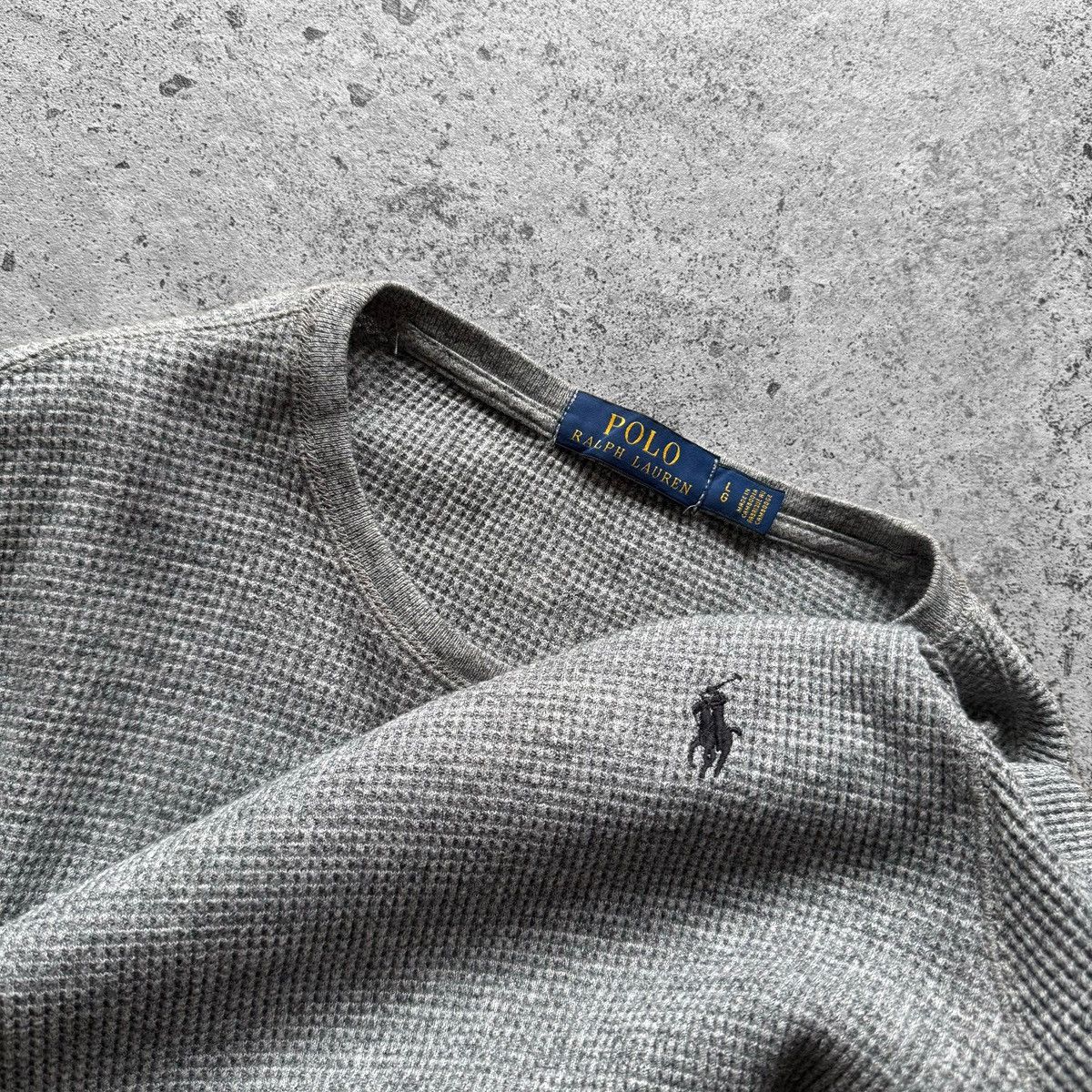Polo Ralph Lauren Polo Ralph Lauren Mens Grey Waffle Knit Long Sleeve Shirt Size US L / EU 52-54 / 3 - 3 Thumbnail