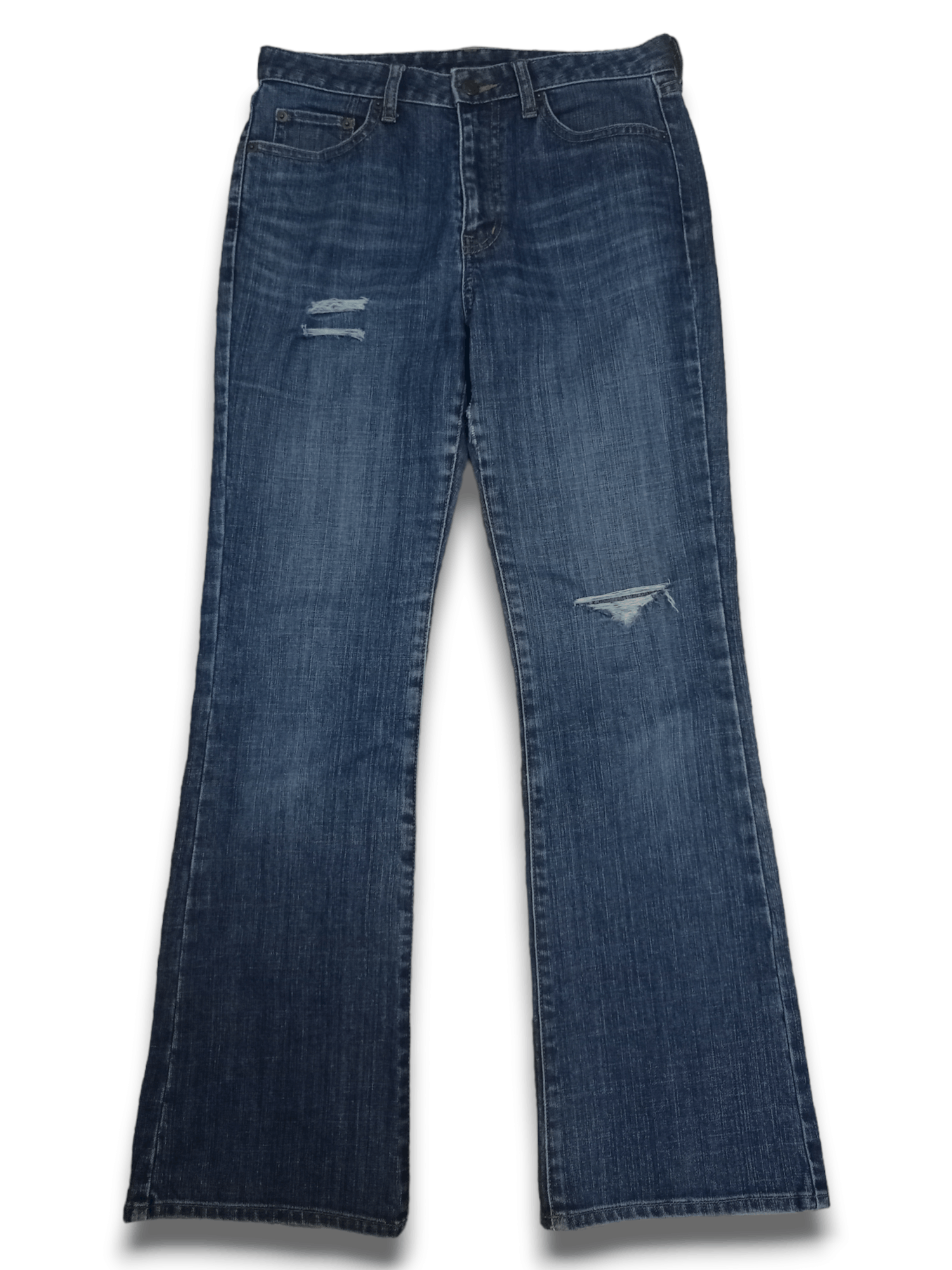 Japanese Brand × Uniqlo Vintage Japanese Uniqlo Blue Wash Distressed Flare Jeans Size US 28 / EU 44 - 1 Thumbnail