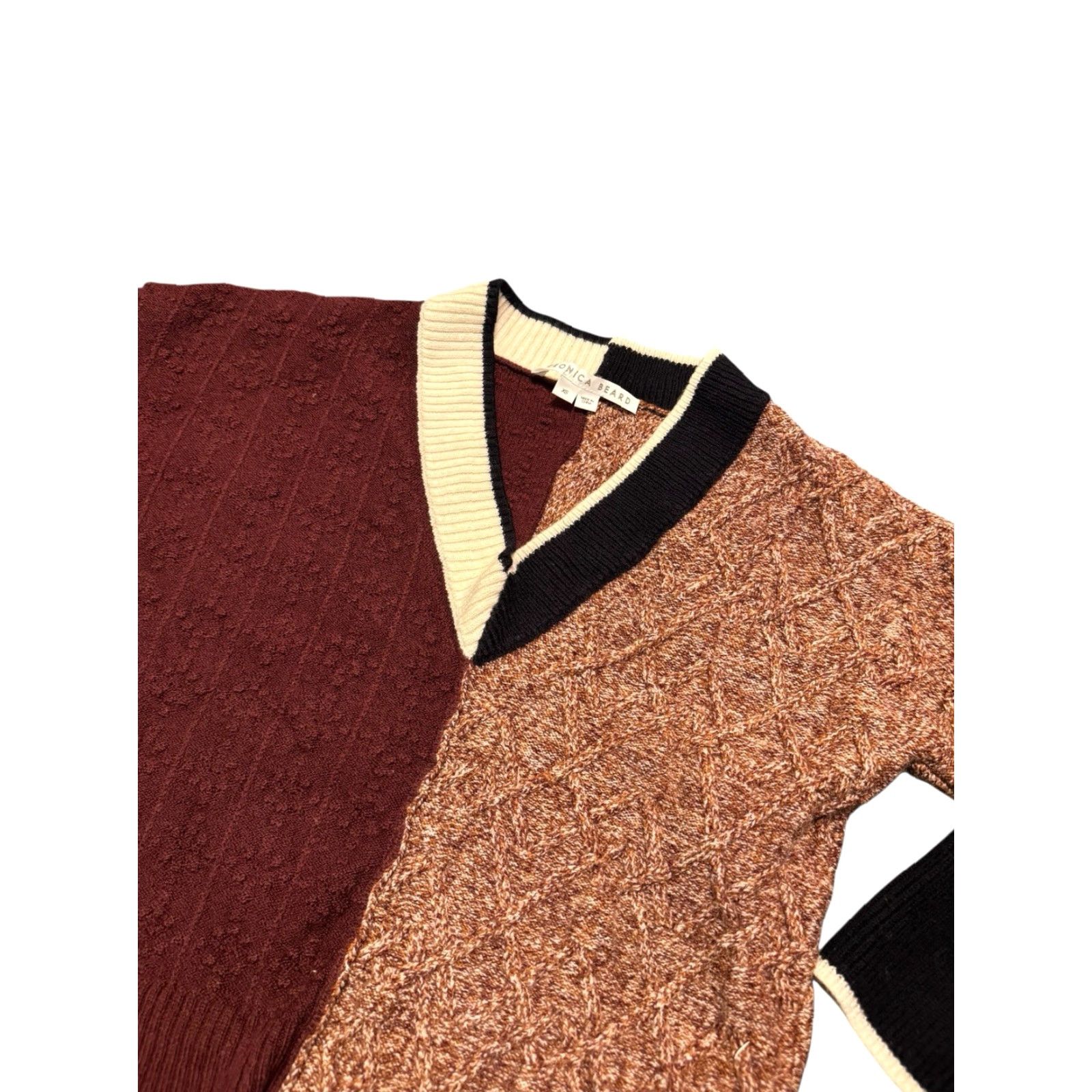 Veronica Beard Veronica Beard Gava Colorblock Sweater Uneven Hem Navy Burgandy Oversized XS Women Pullover V-Neck Knit Wool Nylon 100% Pattern Striped Regular Size XS / US 0-2 / IT 36-38 - 5 Thumbnail