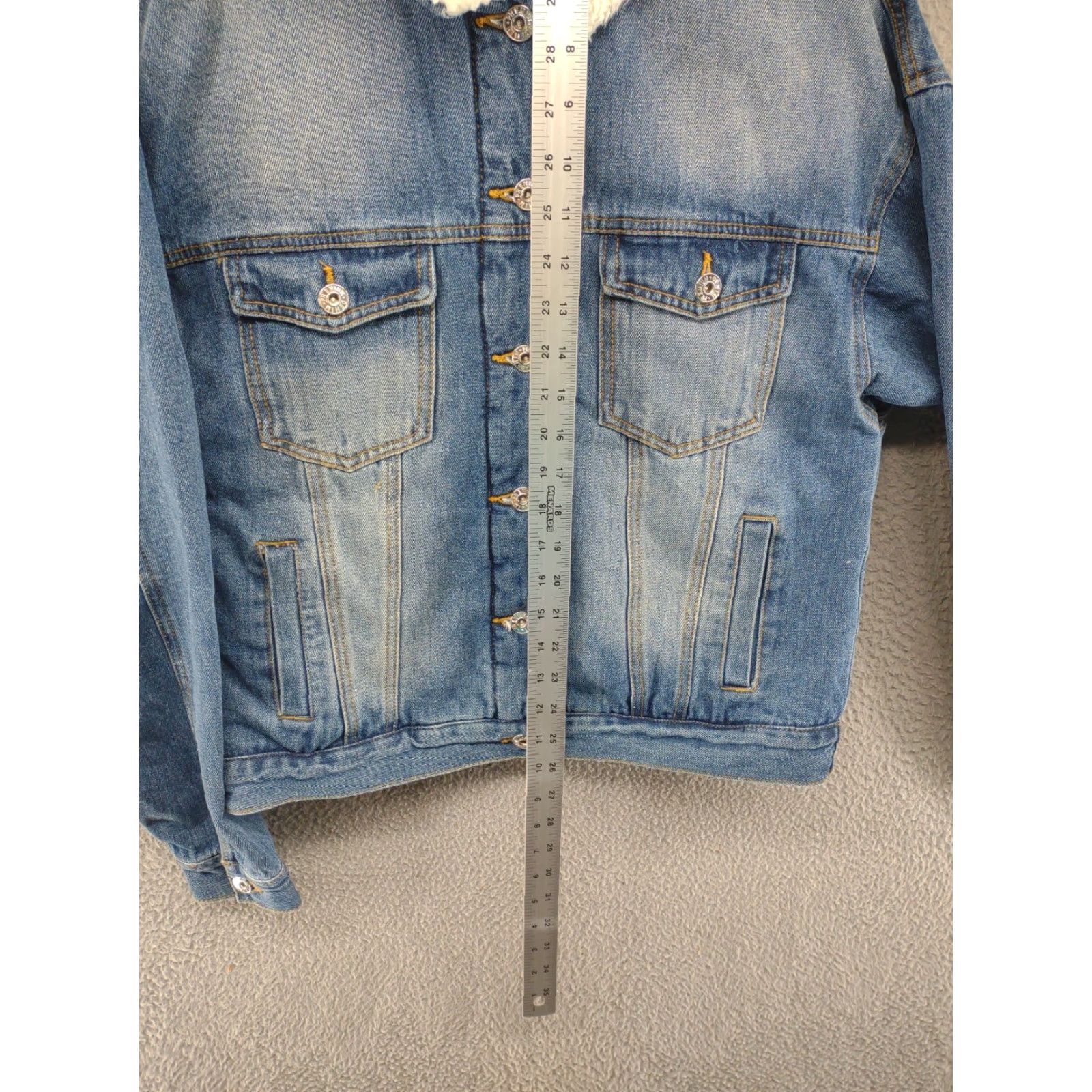 Denime Love Tree Denim Sherpa Lined Jacket Women's Size M Blue Bomber Jacket Mens? Size M / US 6-8 / IT 42-44 - 6 Thumbnail