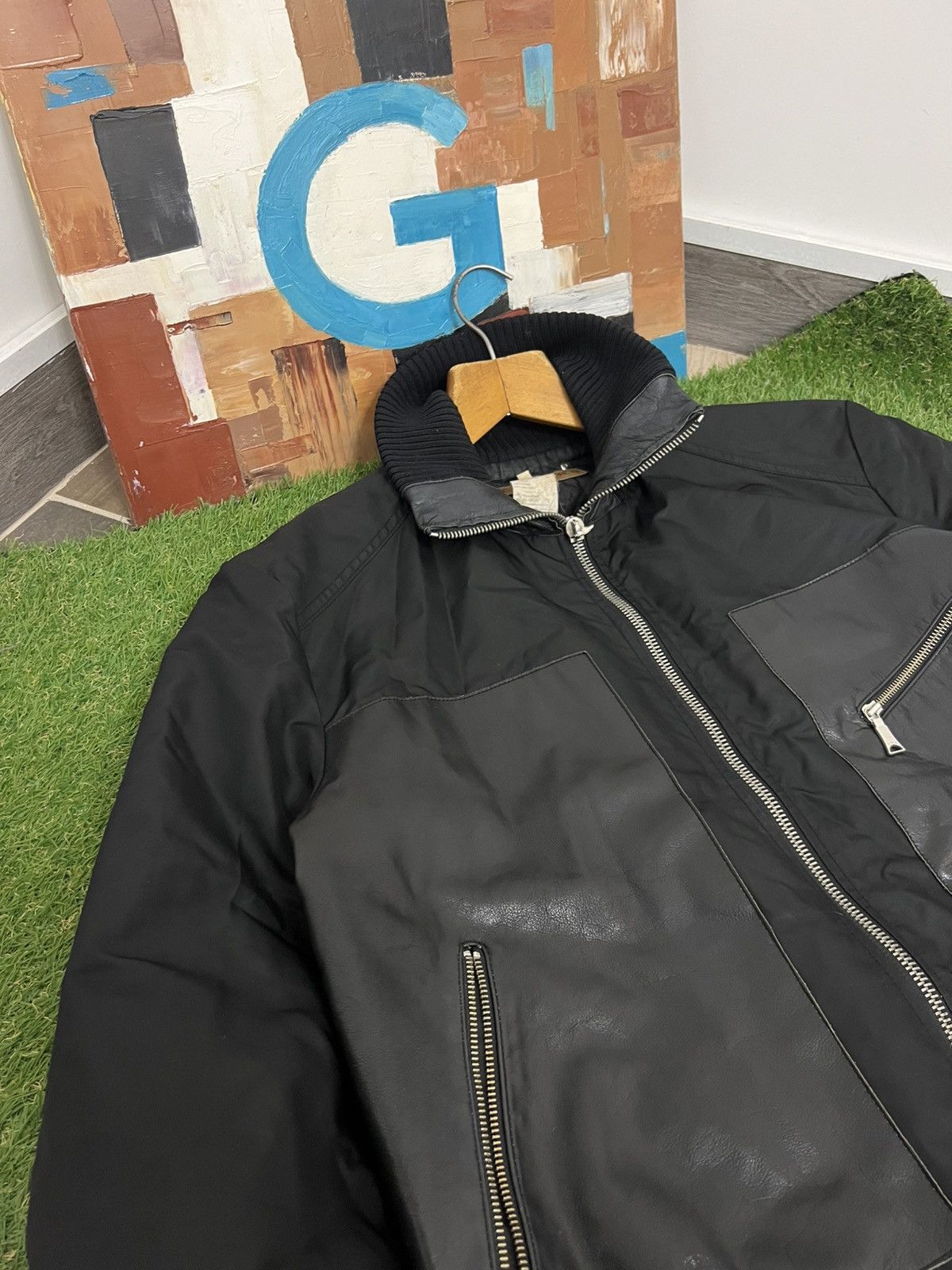 John Richmond × Vintage 90's John Richmond Denim Japan Style Nylon Leather Jacket Size US L / EU 52-54 / 3 - 2 Thumbnail