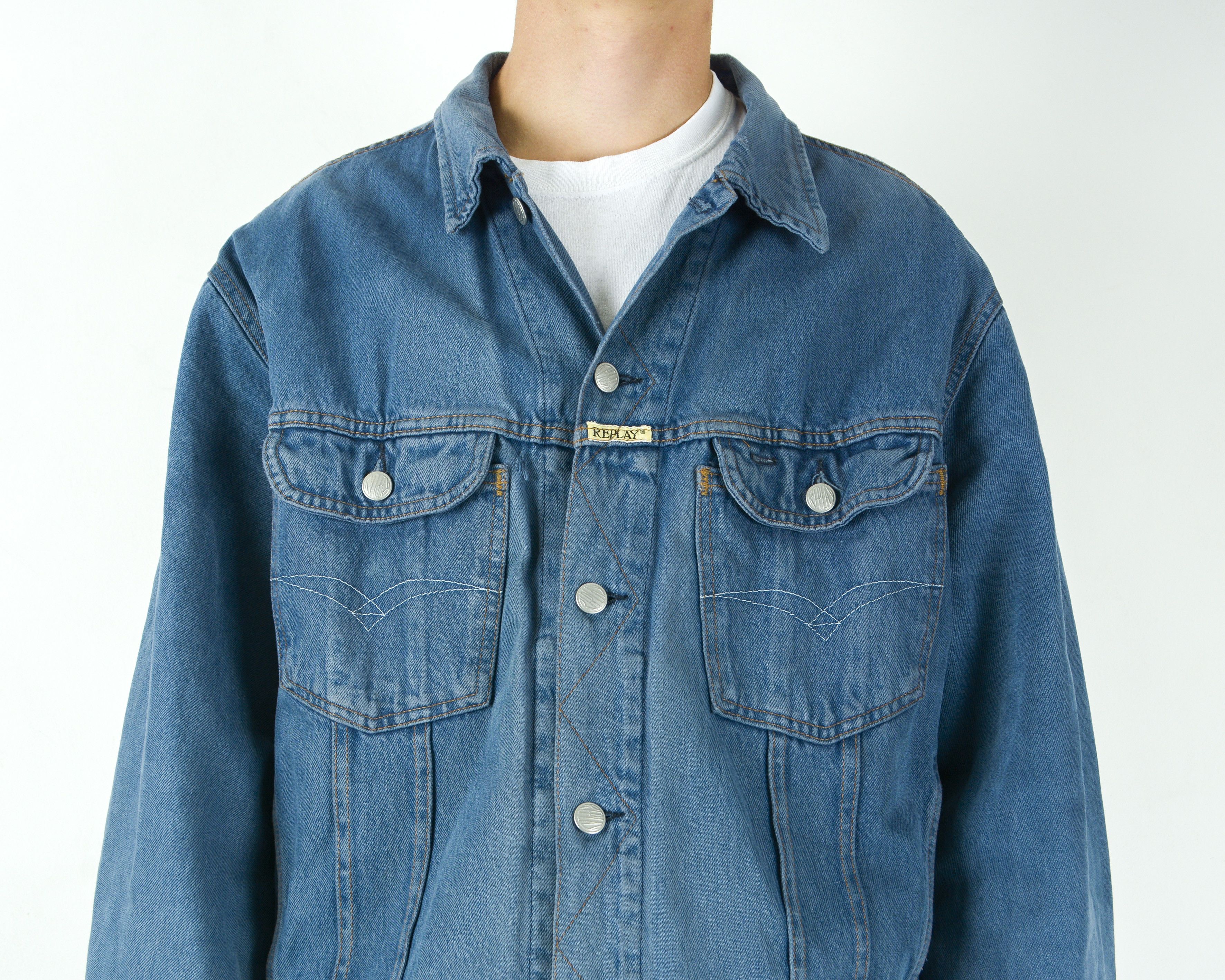 Replay Mens 2XL Denim Jacket Made in Italy Coat Trucker Jean Cowboy Size US XXL / EU 58 / 5 - 3 Thumbnail