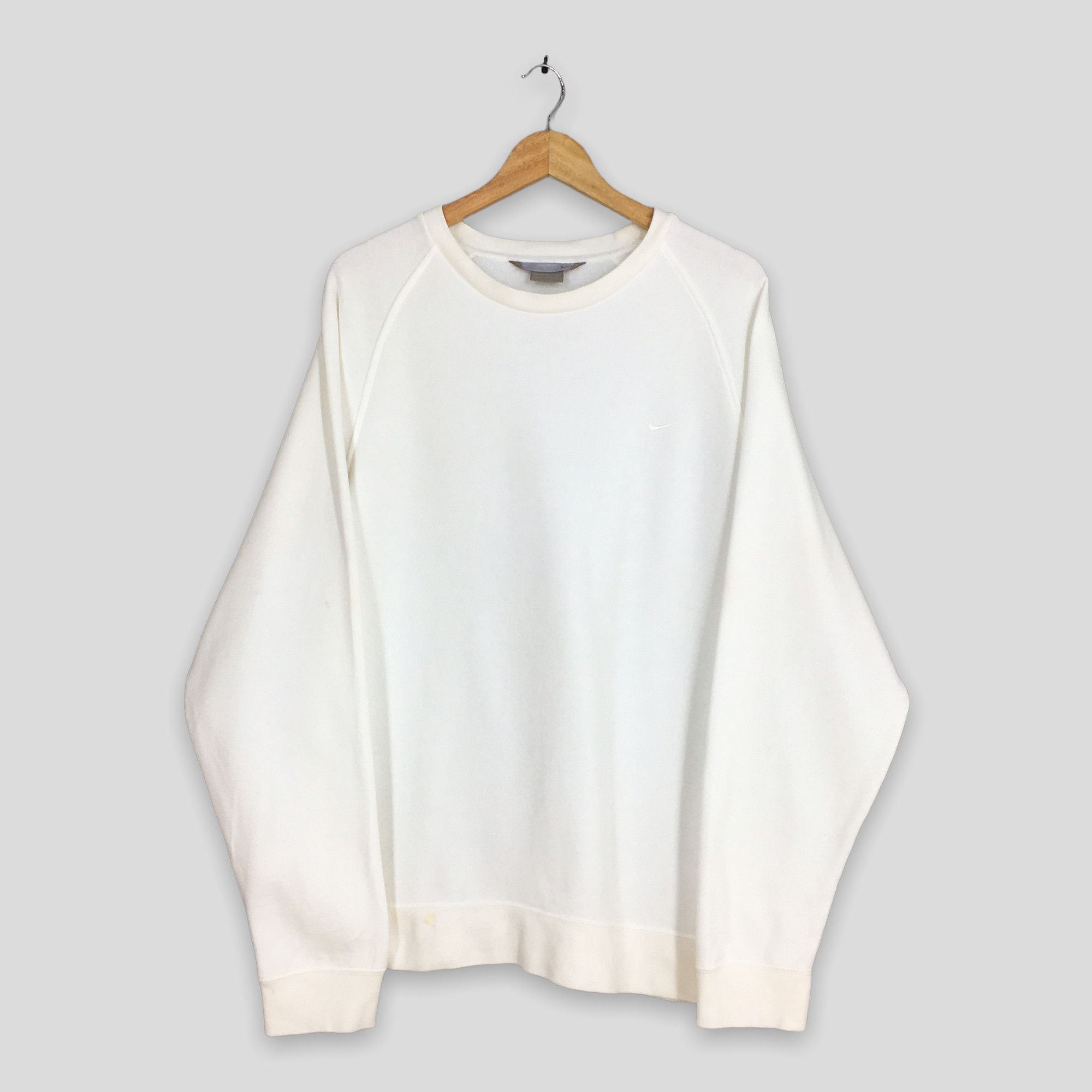 Nike × Vintage Vintage 90s Nike Swoosh White Sweatshirt XLarge Size US XL / EU 56 / 4 - 1 Thumbnail