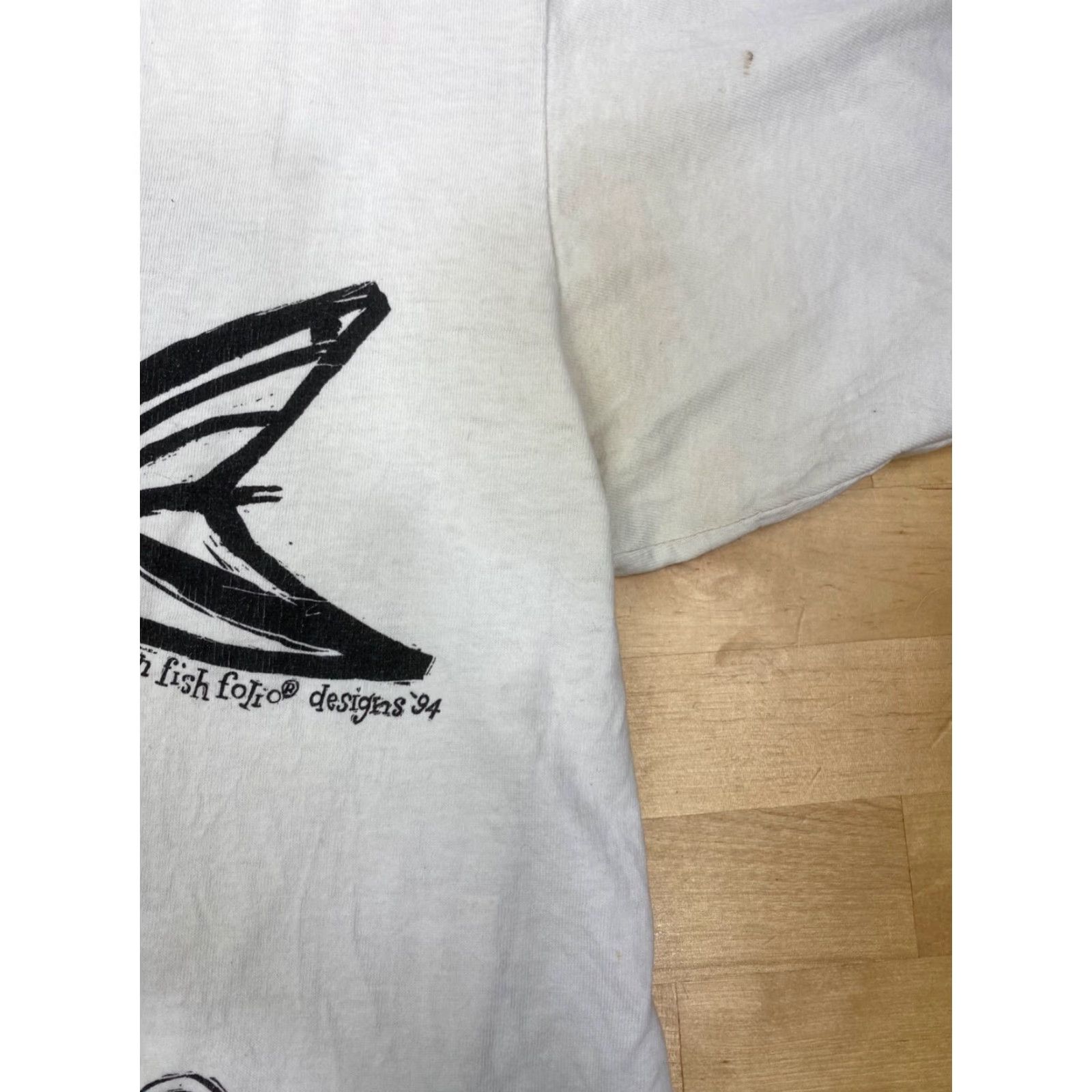Vintage VINTAGE Range Bleu T-Shirt Men XL White Fish Theme Fisherman Graphic 90s? No decade provided; keep accurate. Size US XL / EU 56 / 4 - 4 Thumbnail