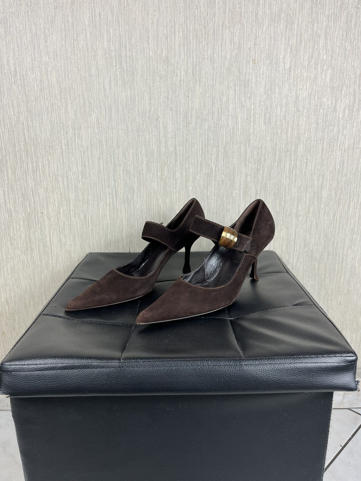 Escada Vintage Escada suede velvet pumps heels shoes avant garde Size US 9.5 / IT 39.5 - 2 Thumbnail