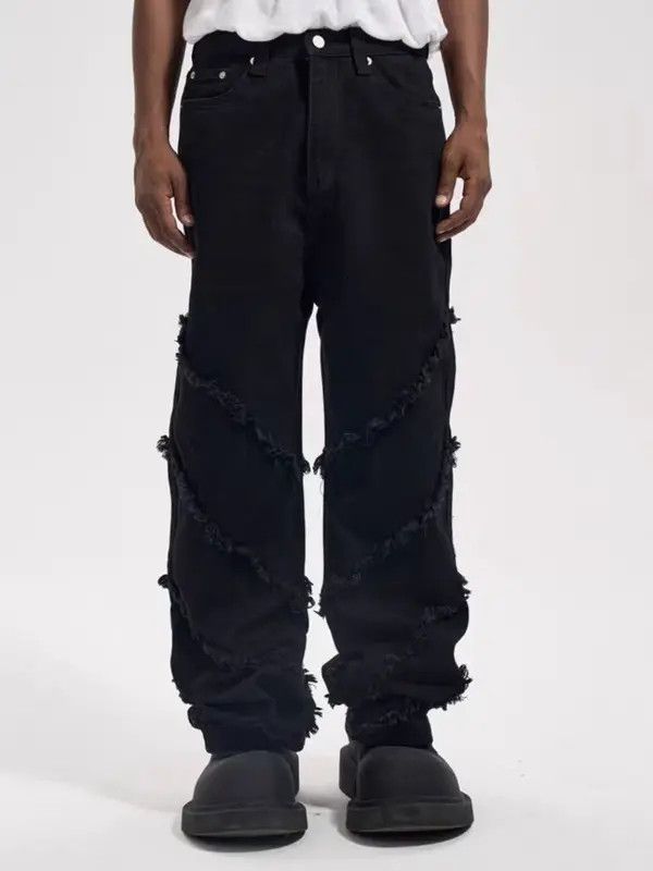 Japanese Brand VIBE High street spiral raw edge dark style bootcut jeans Size US 30 / EU 46 - 2 Thumbnail