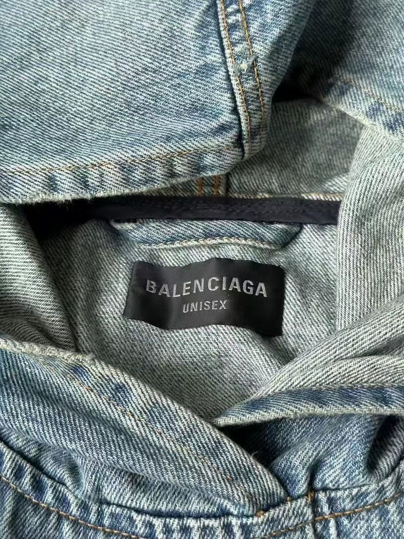 Balenciaga Balenciaga Light Blue Washed Denim Hoodie Size US M / EU 48-50 / 2 - 3 Thumbnail
