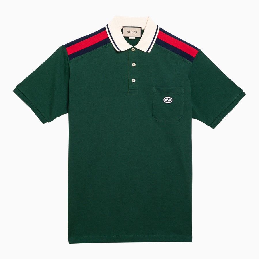 Image of Gucci O1D2Blof0424 Polo Shirts In Green, Men's (Size Small)