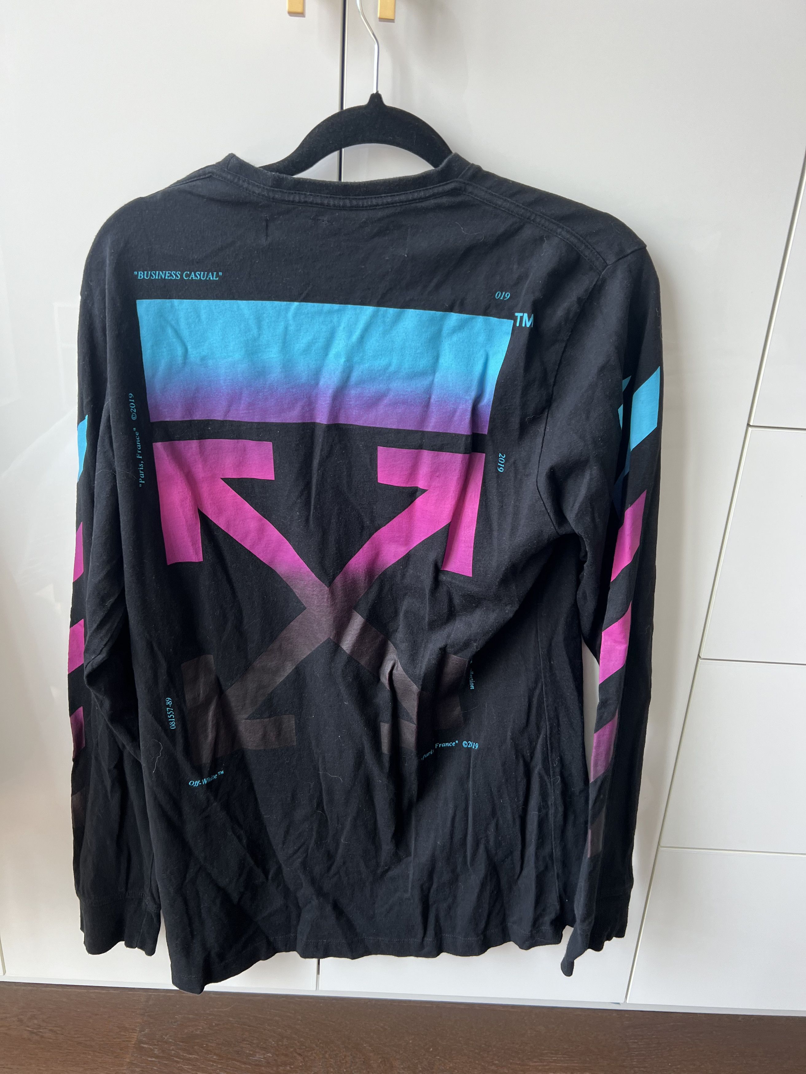 Off-White OFF-WHITE Black Gradient Long Sleeve T-Shirt Size L / US 10 / IT 46 - 2 Thumbnail