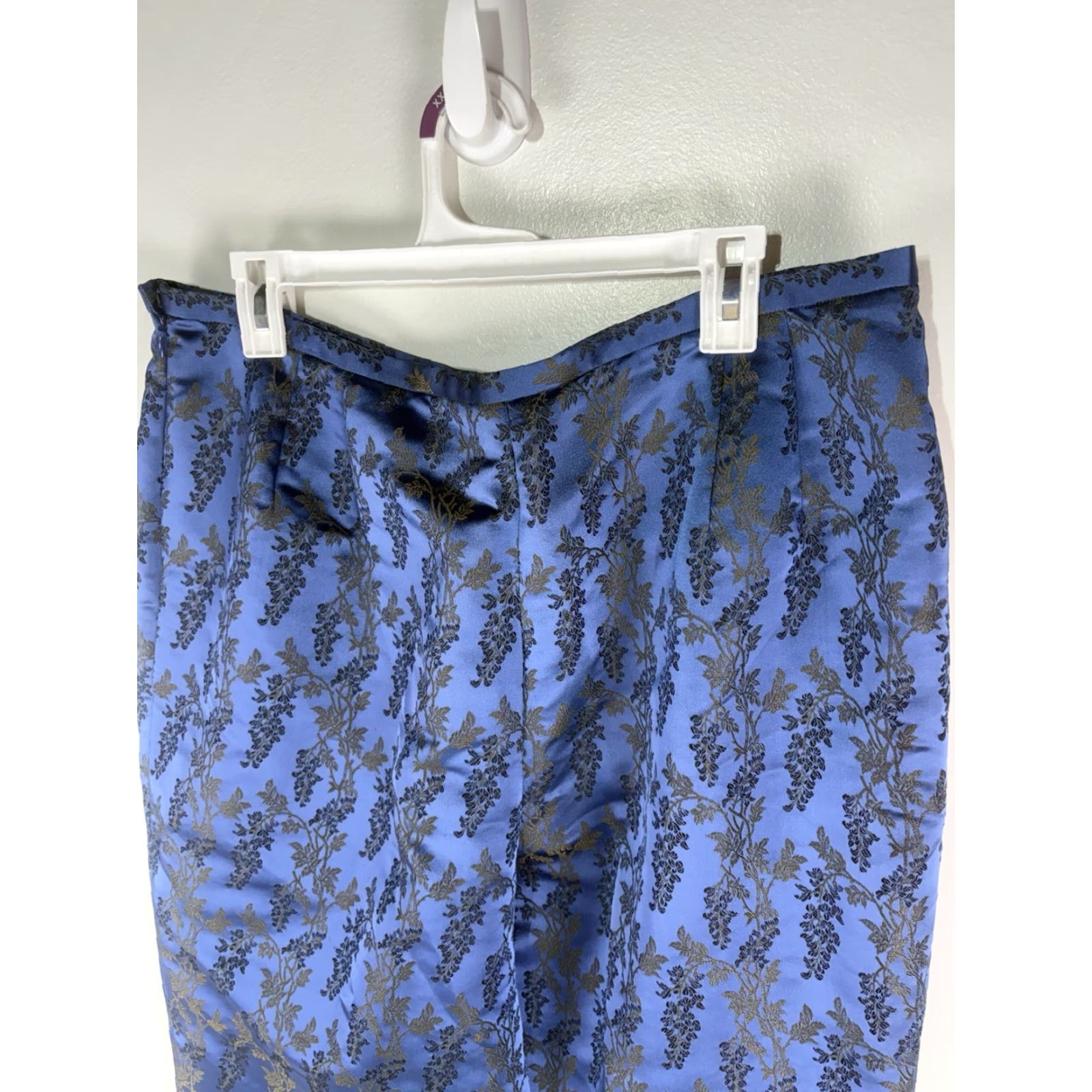 Vintage Susan Bristol Blue W-Gld/Blk Designs Dress Pants Womens Size 18 Size 40" / US 18 - 6 Thumbnail