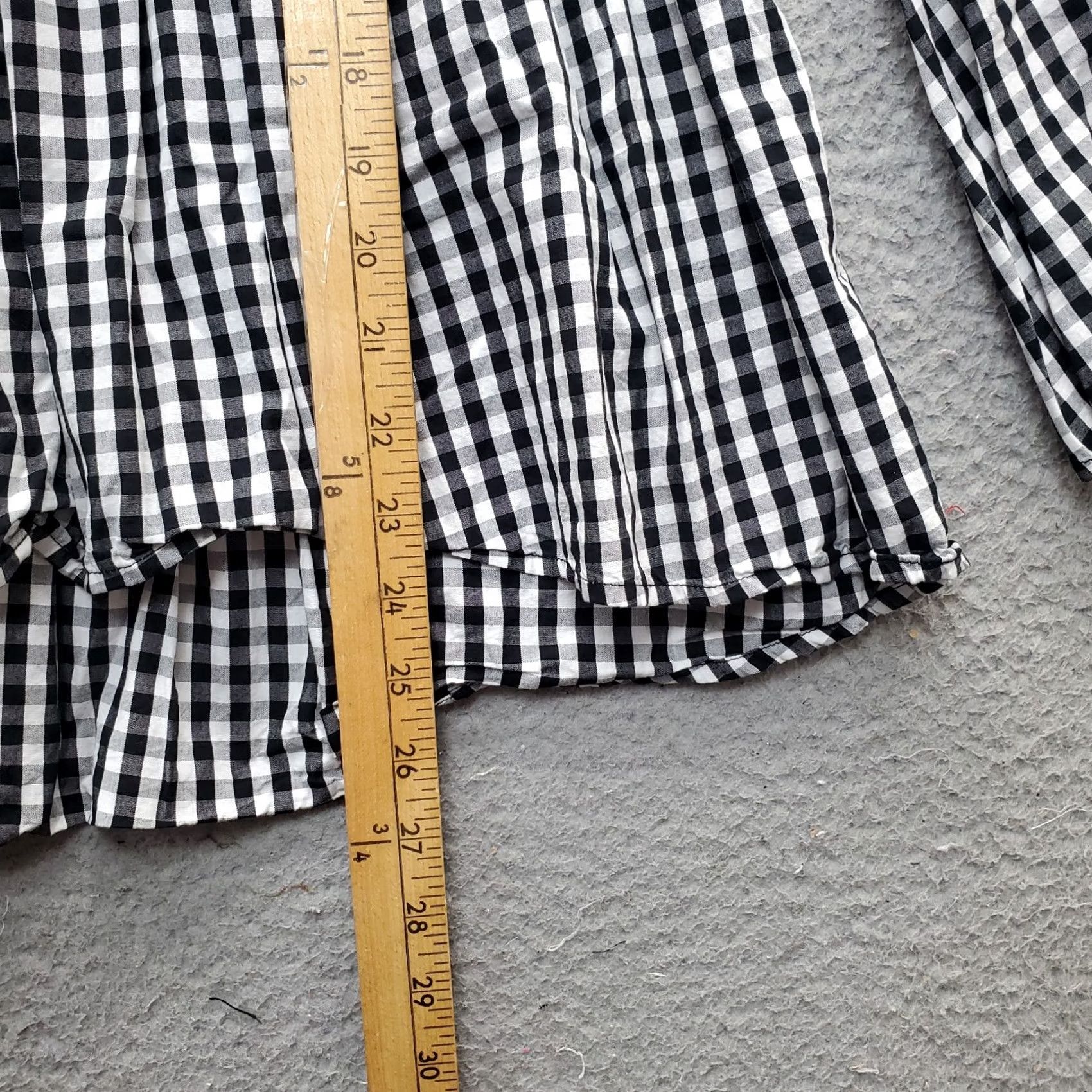 Bell WHO WHAT WEAR Blouse Womens XS Multicolor Gingham Check Bell Sleeve Ruffle Hem Blouse Womens XS Multicolor Check Bell Sleeve Hem Size XS / US 0-2 / IT 36-38 - 6 Thumbnail
