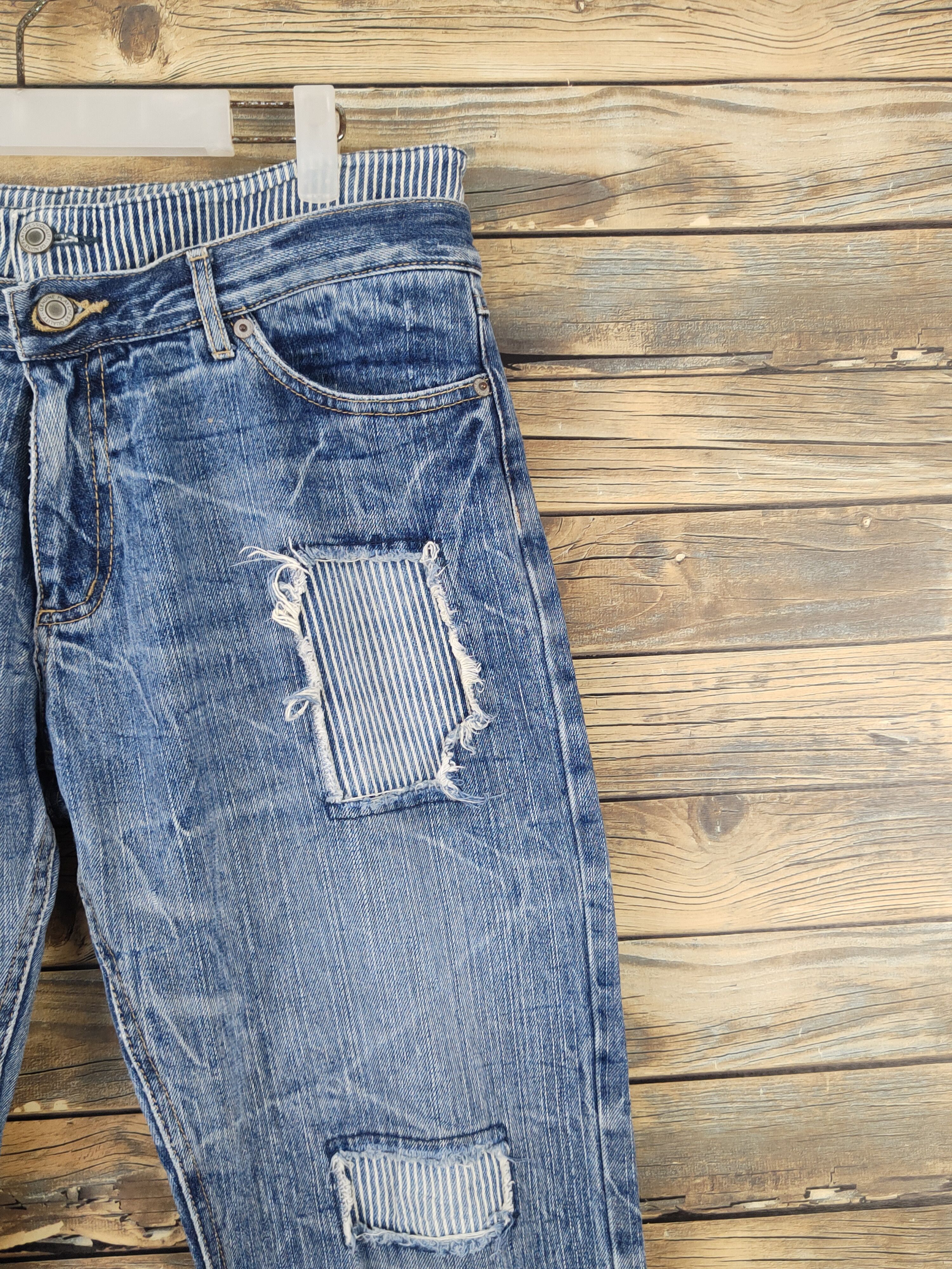 Japanese Brand Japanese Brand Dark Blue Distressed Ripped Jeans #W1697 Size US 34 / EU 50 - 5 Thumbnail