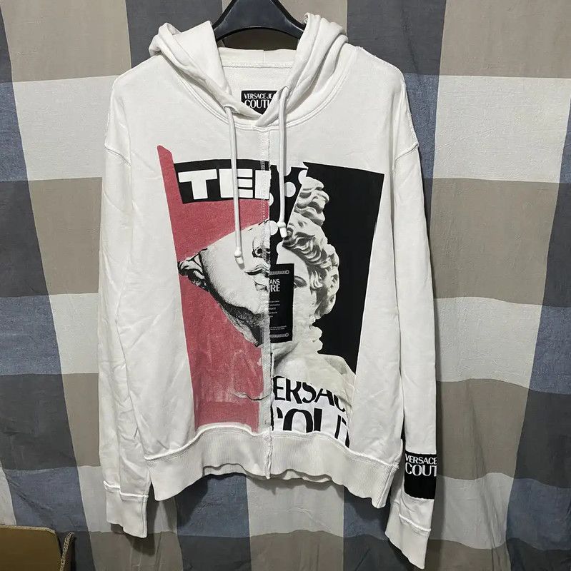 Versace Versace Men's White Cotton Hoodie with Graphic Print 0089 Size US L / EU 52-54 / 3 - 1 Thumbnail