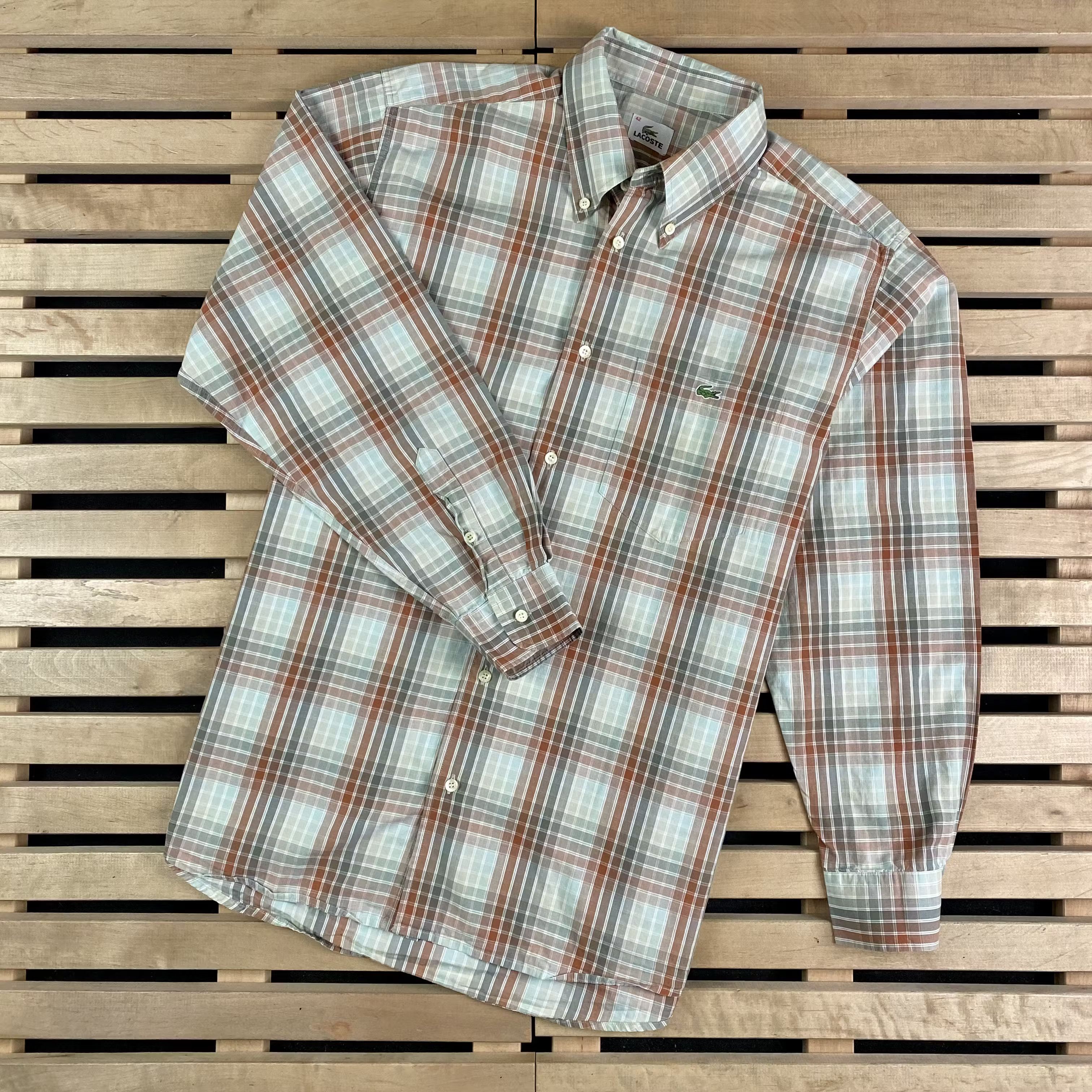 Lacoste × Vintage Mens Shirt Long Sleeve Lacoste Vintage Size 42 Size US L / EU 52-54 / 3 - 1 Thumbnail