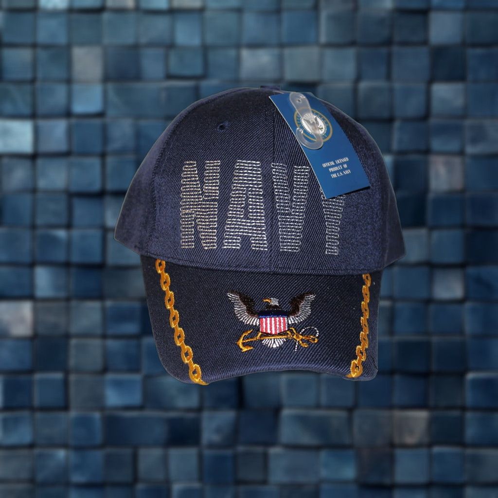 Vintage Vintage U.S. Navy Baseball Cap Men's Adjustable Dark Blue Navy Military Cap Size ONE SIZE - 1 Thumbnail
