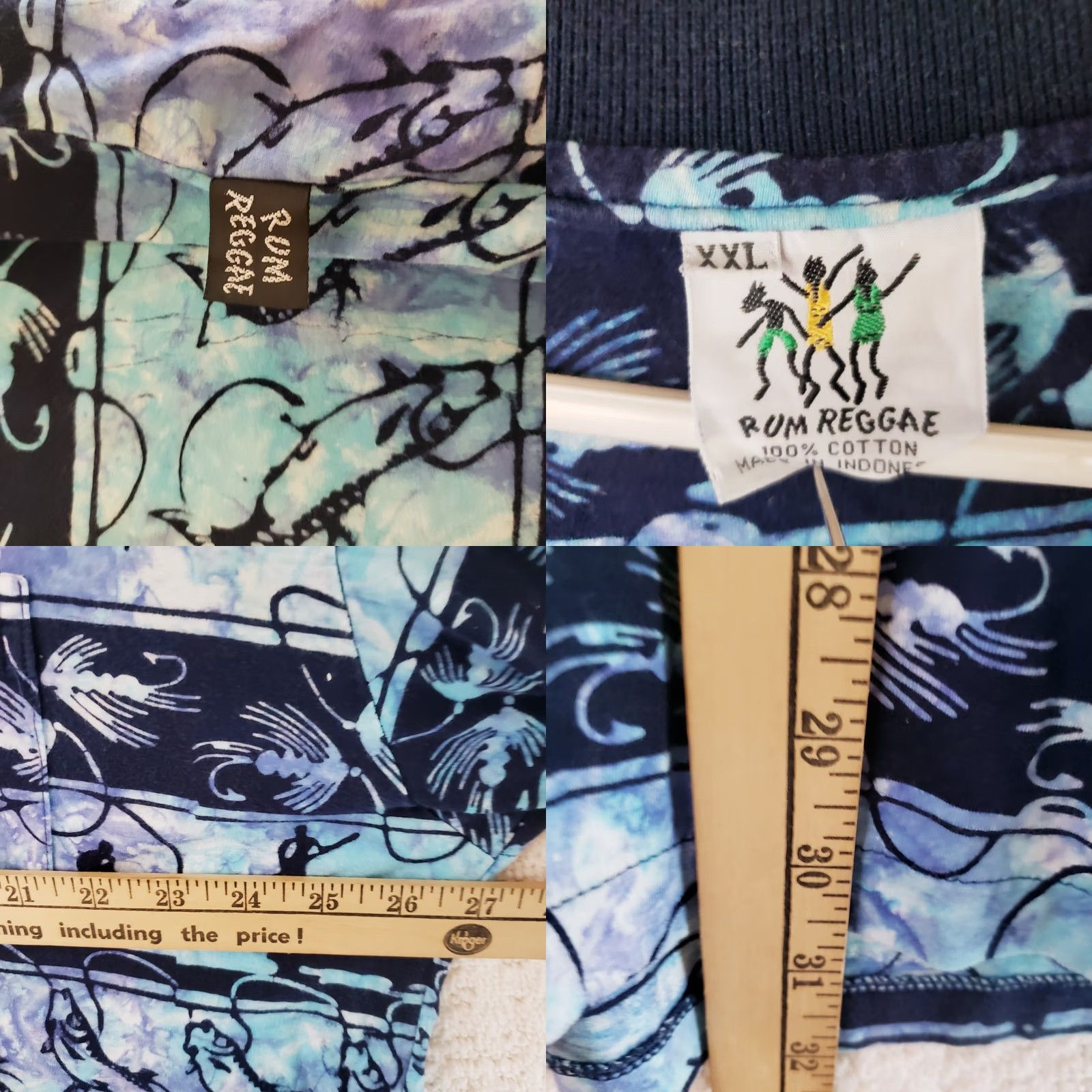 Vintage Rum Reggae Polo Shirt Mens XXL Short Sleeve Cotton Fly Fish Printed Blue Black Size US XXL / EU 58 / 5 - 10 Thumbnail