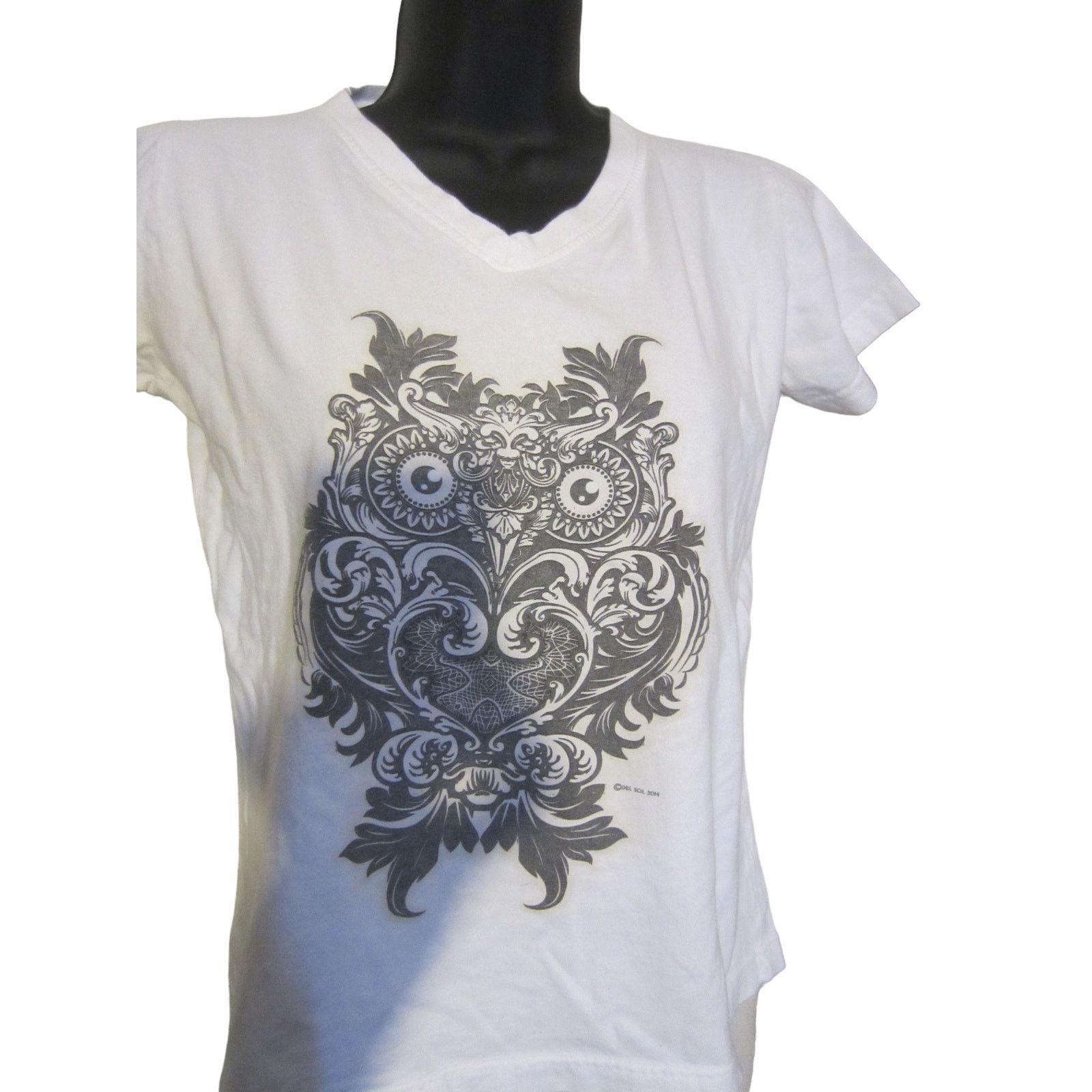 Other Vintage Inspired Graphic Owl White V-Neck T-Shirt Del Sol S Size S / US 4 / IT 40 - 3 Thumbnail