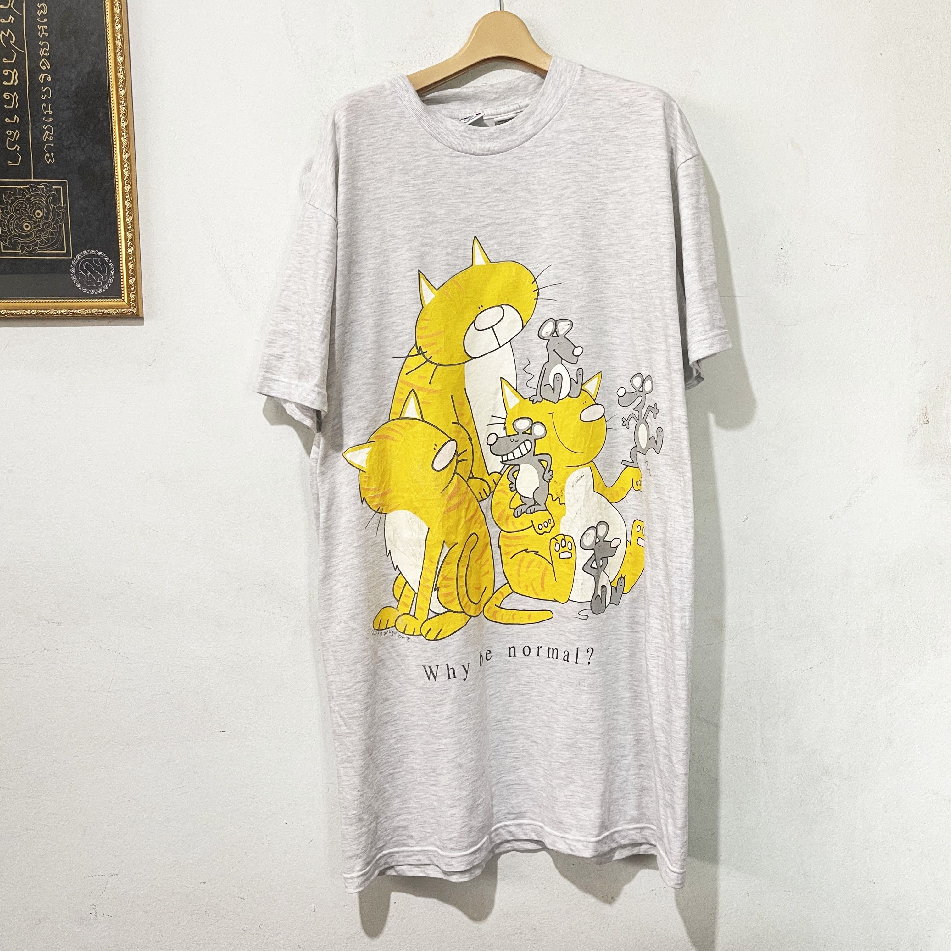 Vintage Vintage 90s Cat Mouse Sleepy T-Shirt Size US XL / EU 56 / 4 - 1 Thumbnail