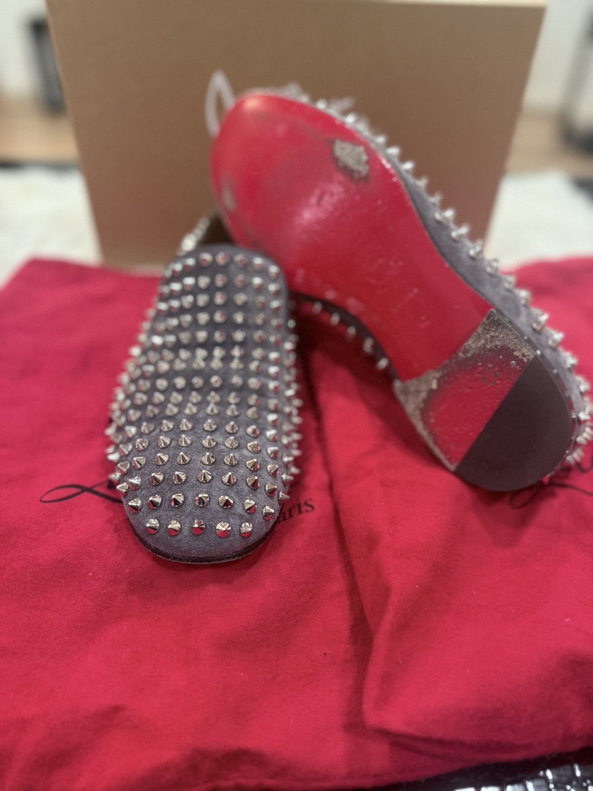 Christian Louboutin Christian Louboutin ROLLERBOY Spikes Studded Grey Loafers Size US 9 / EU 42 - 2 Thumbnail