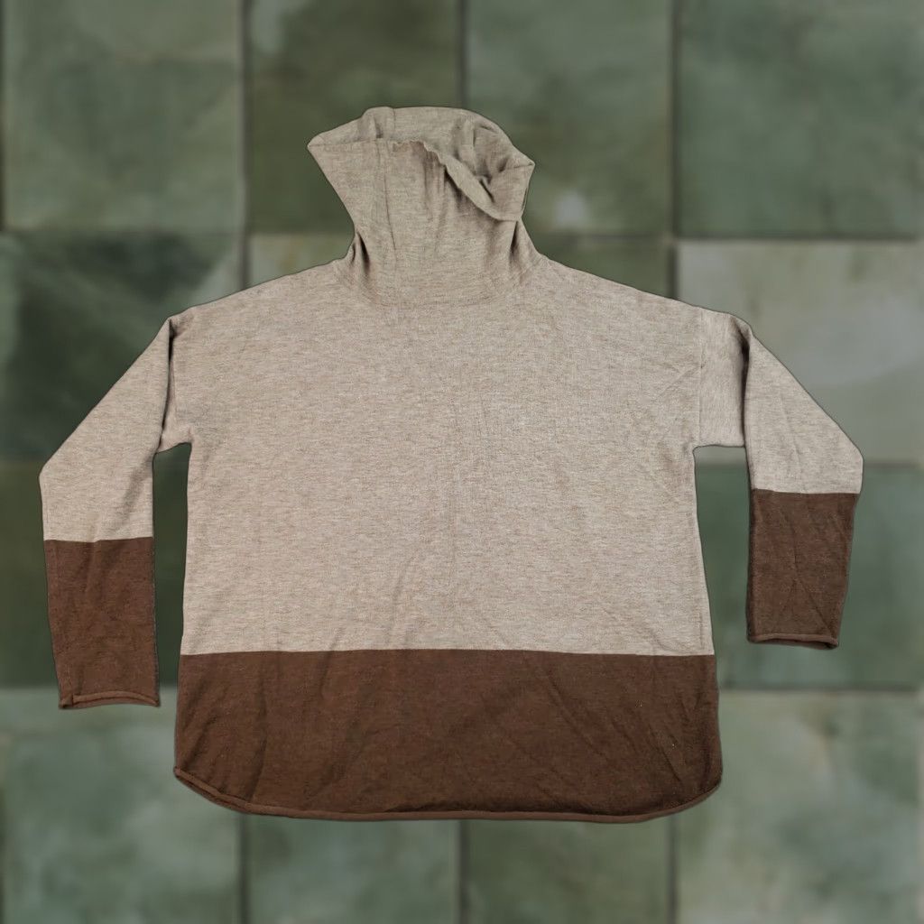 Vintage Love Token Sweater Womens Large Beige Brown Pullover Turtleneck Knit Two Tone Size L / US 10 / IT 46 - 1 Thumbnail