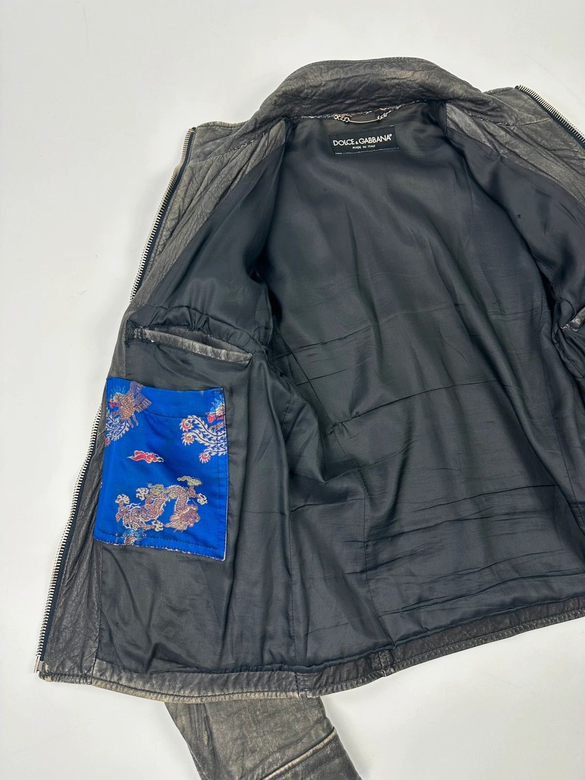 Dolce & Gabbana Dolce & Gabbana 00’s Grey Eroded Leather Faded Bomber Jacket Size US M / EU 48-50 / 2 - 13 Thumbnail