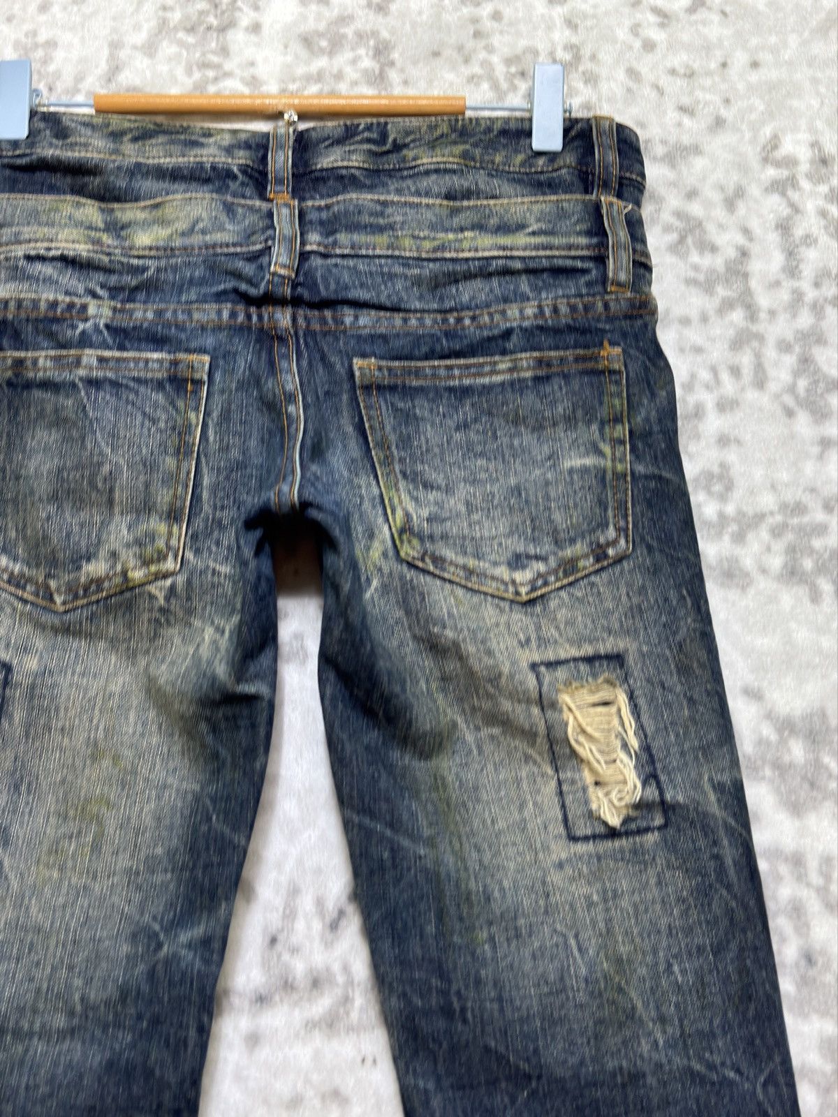 If Six Was Nine Japanese Distressed Double Waist Flare Denim Jeans Size US 29 - 11 Thumbnail