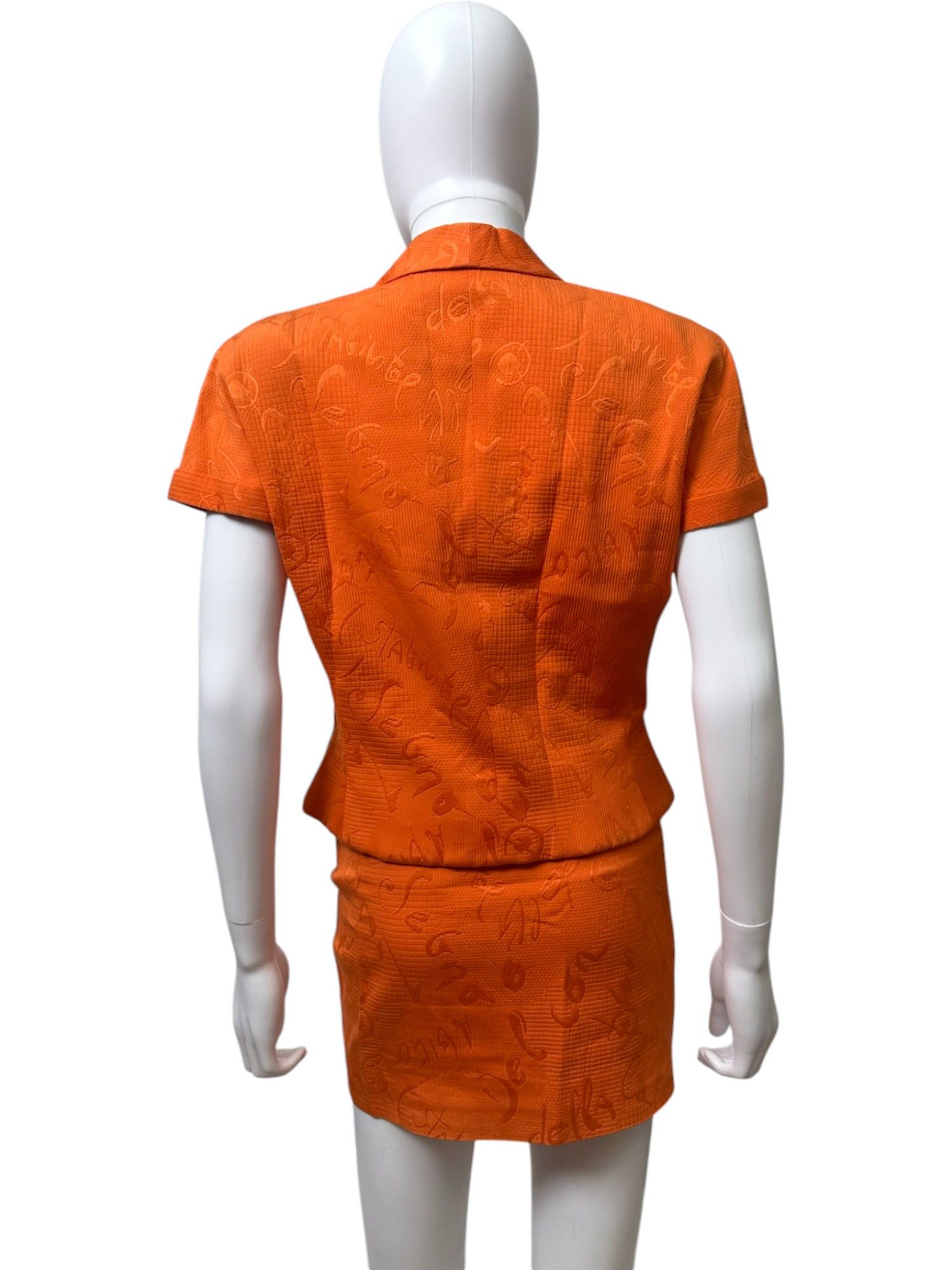 Versace S/S 1991 Orange Letter Pattern Tailleur Size S / US 4 / IT 40 - 4 Thumbnail