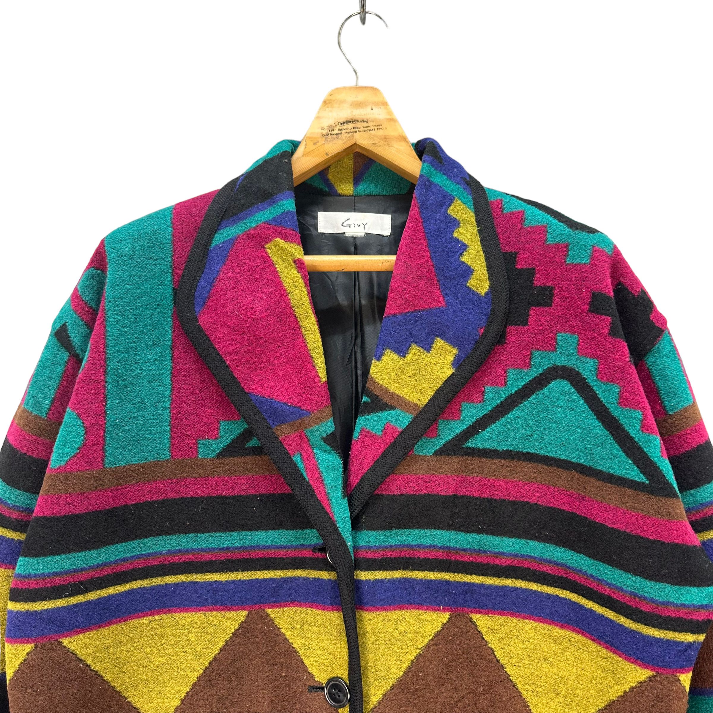 Japanese Brand GIVY MOTIF DESIGN COLOURWAY COAT JACKET #8332-004 Size L / US 10 / IT 46 - 2 Thumbnail
