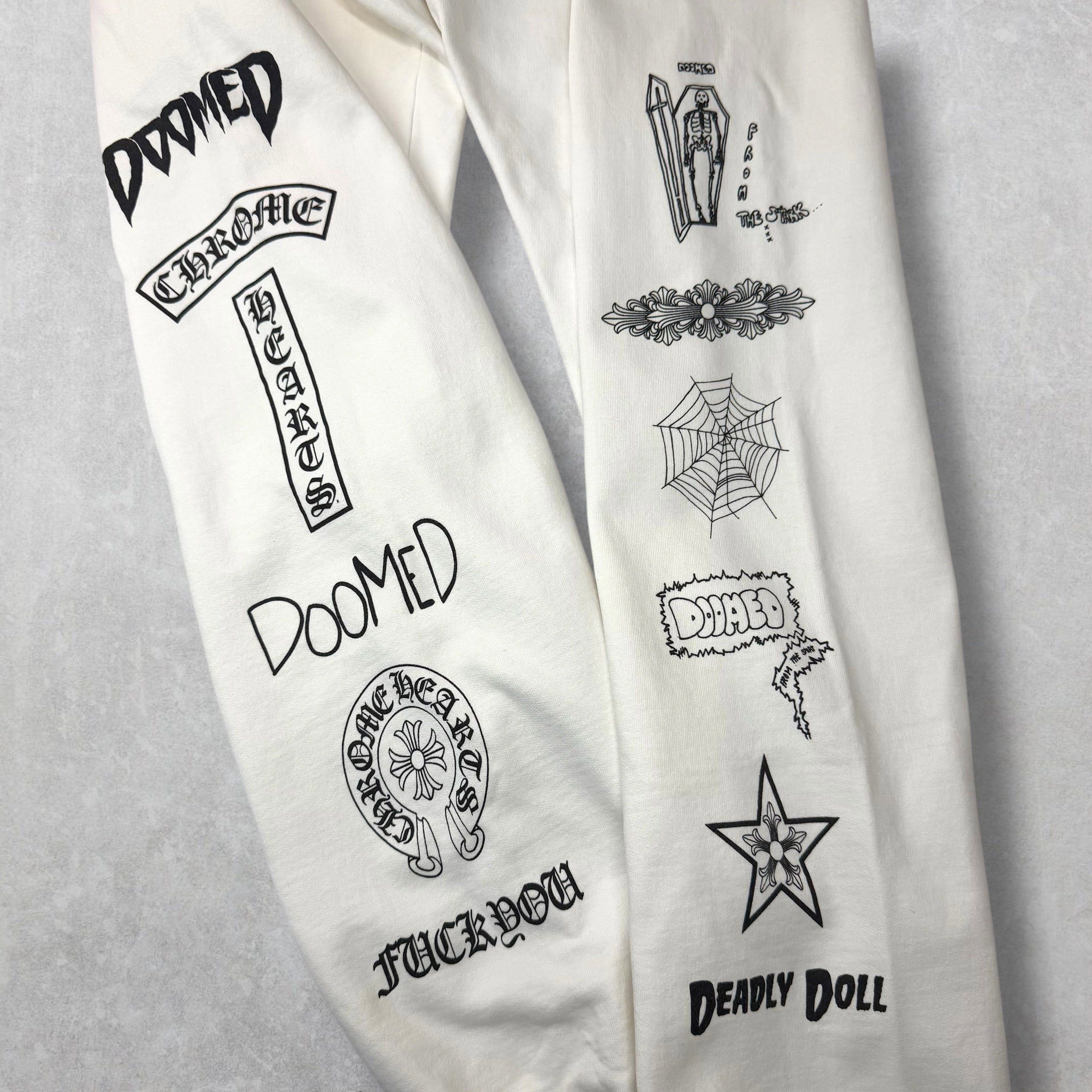 Chrome Hearts Chrome Hearts Deadly Doll Multi Logo Sweats White XL Size US 40 / EU 56 - 3 Thumbnail