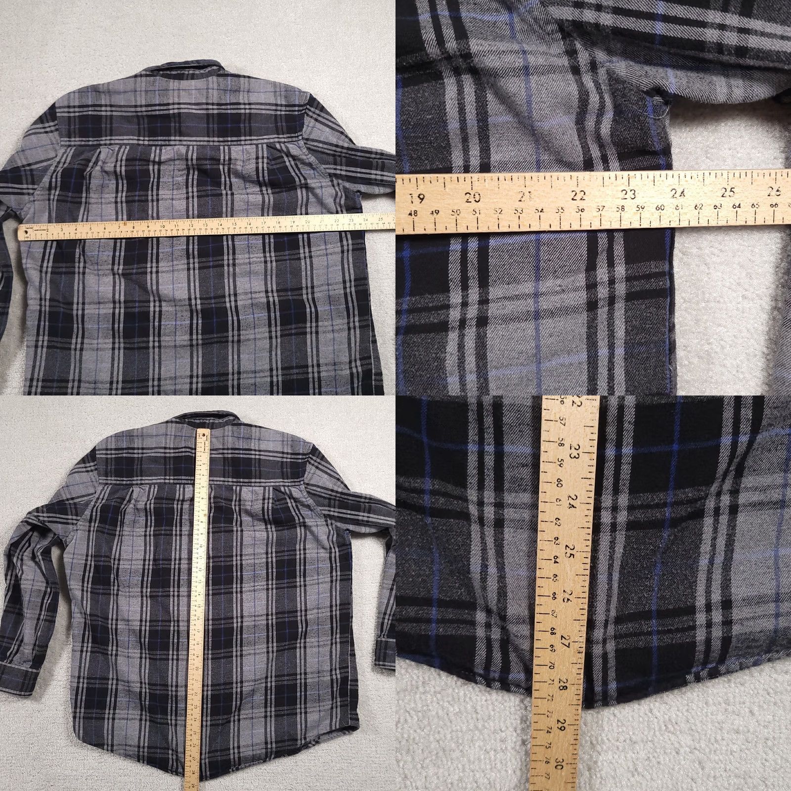 Faded Glory Faded Glory Shirt Adult Large Gray Black Plaid Flannel Long Sleeve Casual Mens Size US L / EU 52-54 / 3 - 8 Thumbnail
