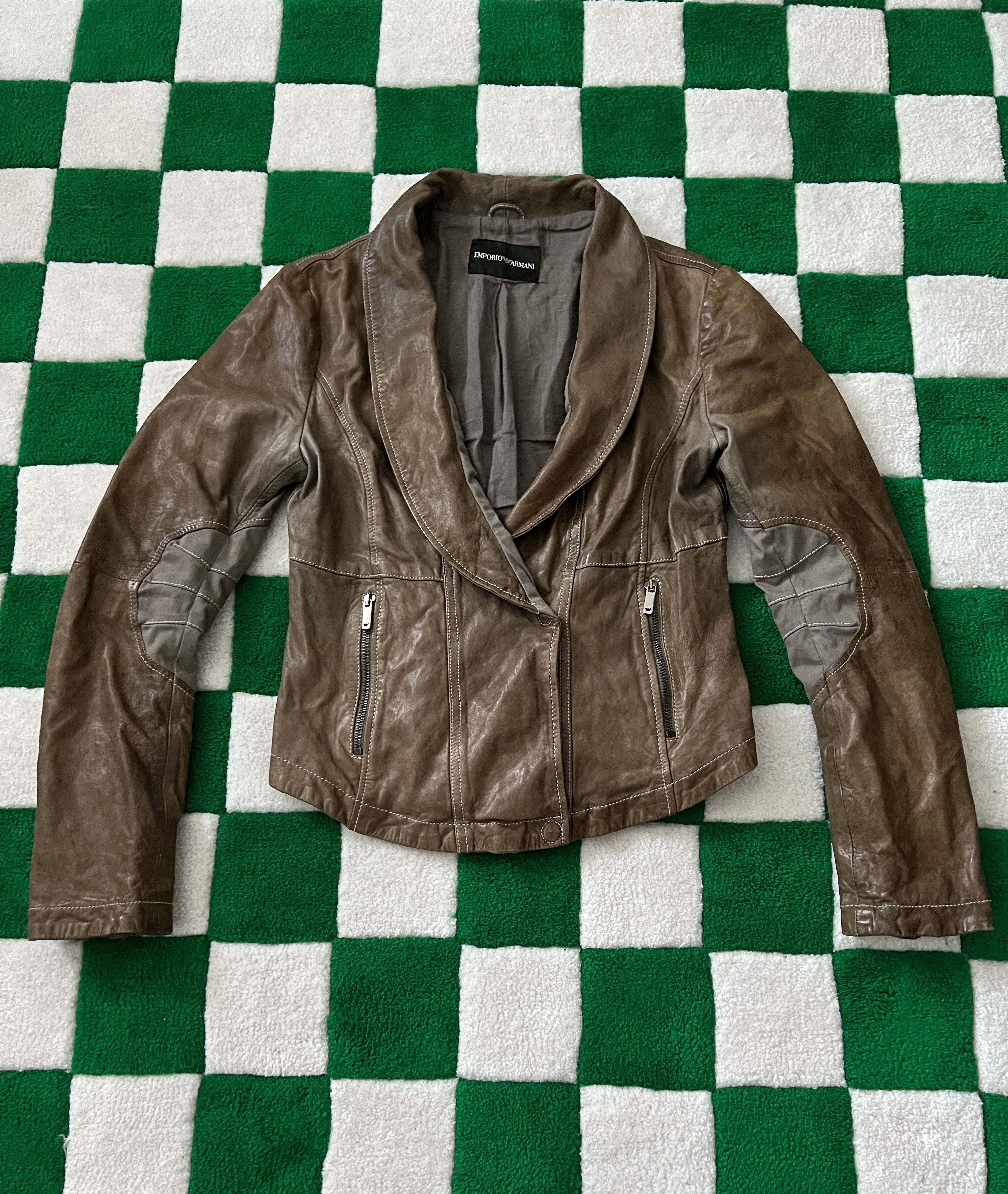Vintage 2000s Armani Jeans Button Up Leather Jacket Womens Size M