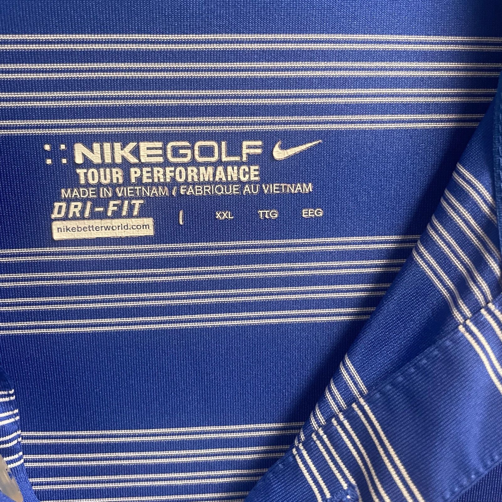 Nike Nike Golf Tour Performance Mens XXL Blue White Striped Size US XXL / EU 58 / 5 - 2 Thumbnail