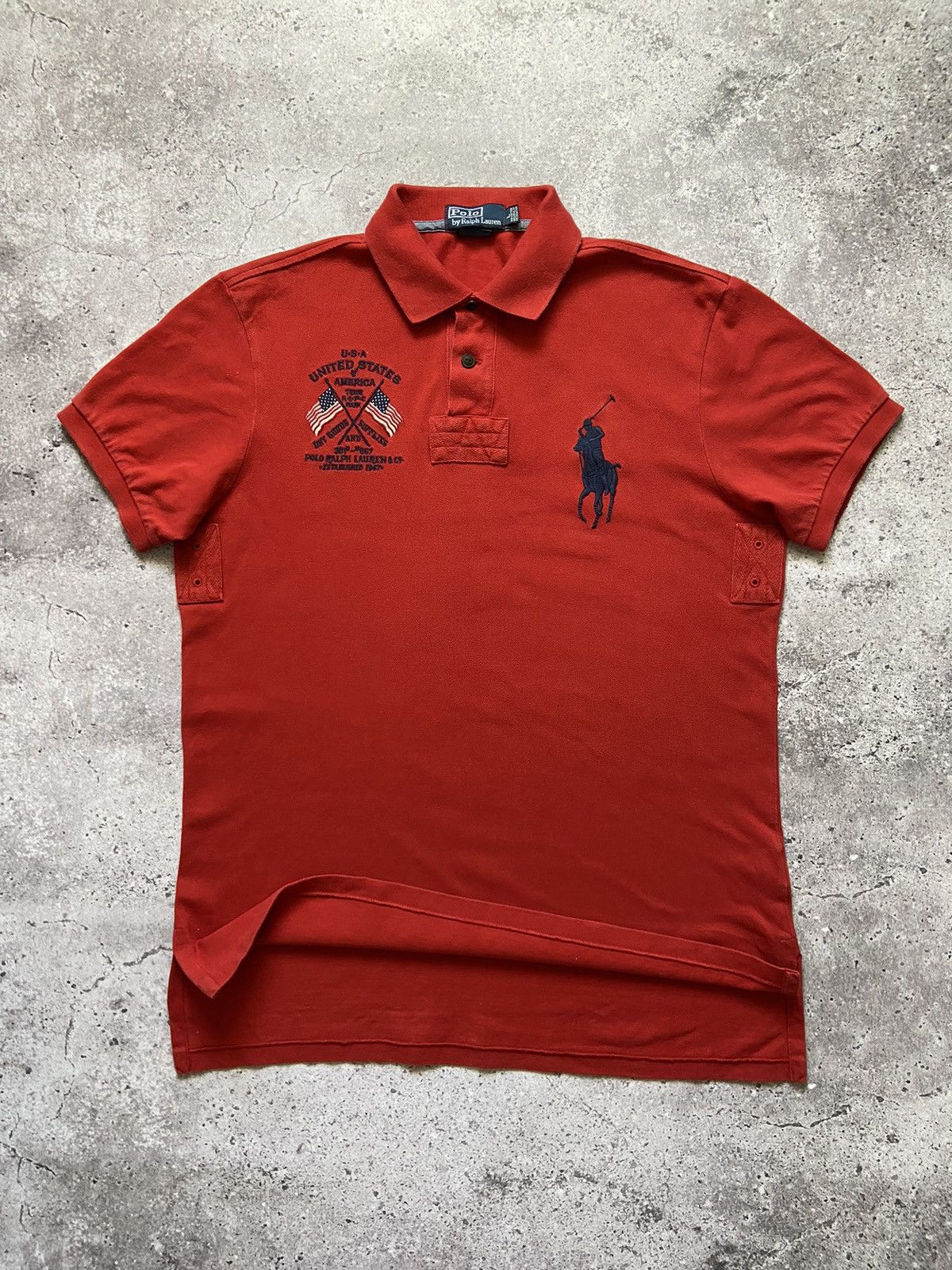 Polo Ralph Lauren USA Polo Ralph Lauren United States Flag Polo Shirt 90s Size US L / EU 52-54 / 3 - 1 Thumbnail