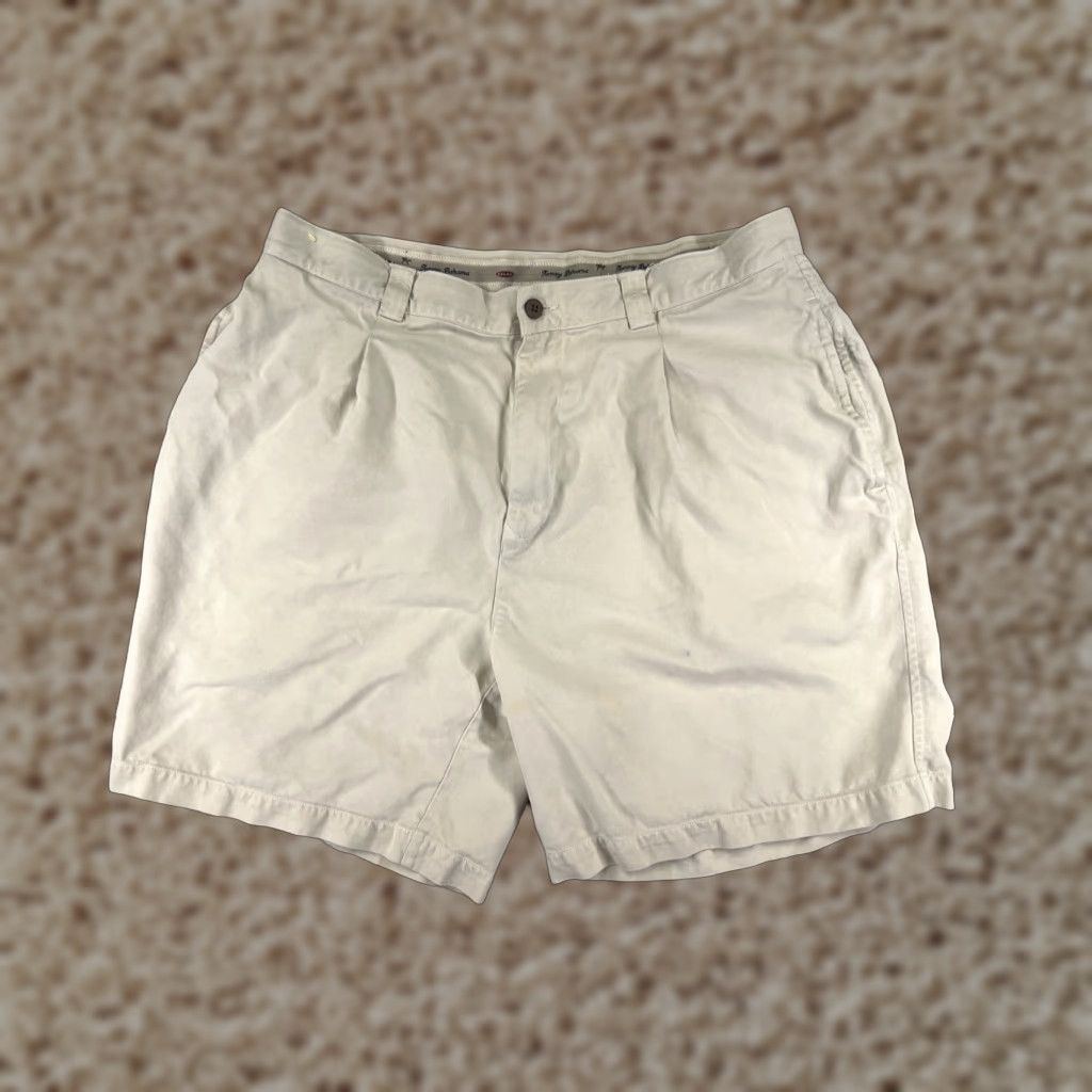 Tommy Bahama Tommy Bahama Shorts Men 36 Beige Silk Cotton Blend Bermuda Pleated 36x8 Mens Size US 36 / EU 52 - 1 Thumbnail