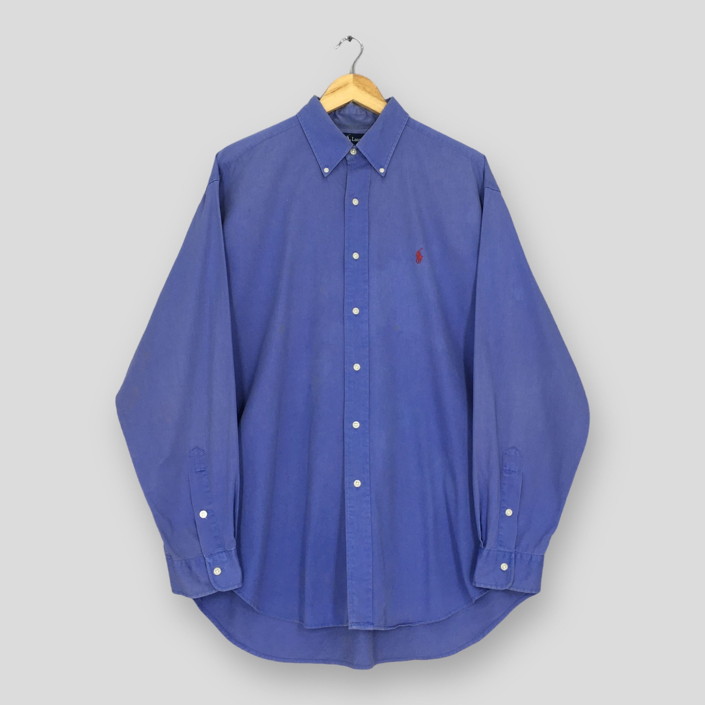 Ralph Lauren Vintage 90s Ralph Lauren Blue Plain Oxfords Shirt Large Size US L / EU 52-54 / 3 - 1 Thumbnail