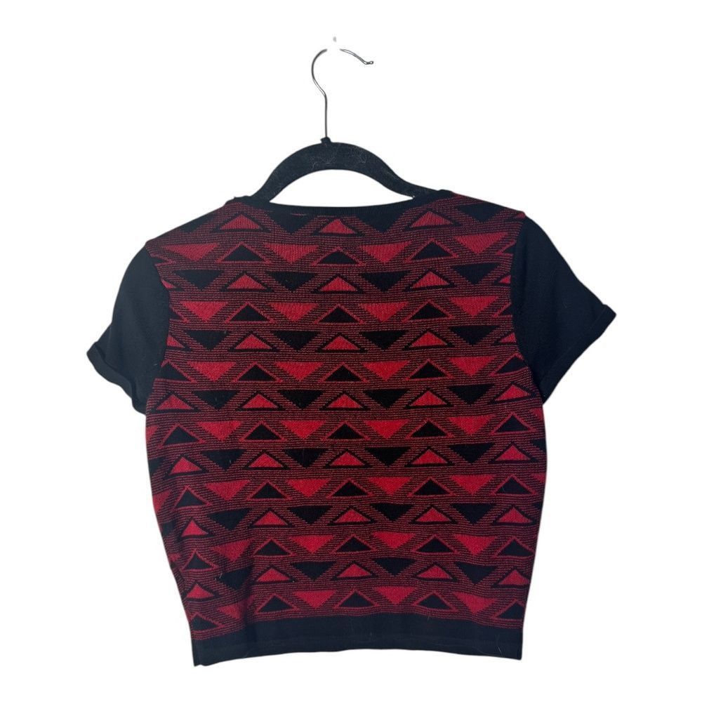 Other t/o Sweaters Red & Black Geometric Knit Top | Size M Size M / US 6-8 / IT 42-44 - 3 Thumbnail