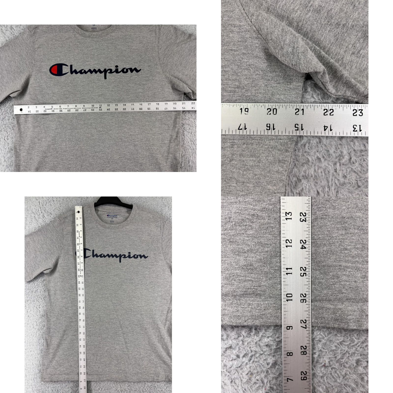 Champion Champion Shirt Mens Large Gray Crew Short Sleeve Cotton Jersey Logo Print Sports Retro Fit: Athletic Mens T-Shirt Size US L / EU 52-54 / 3 - 9 Thumbnail